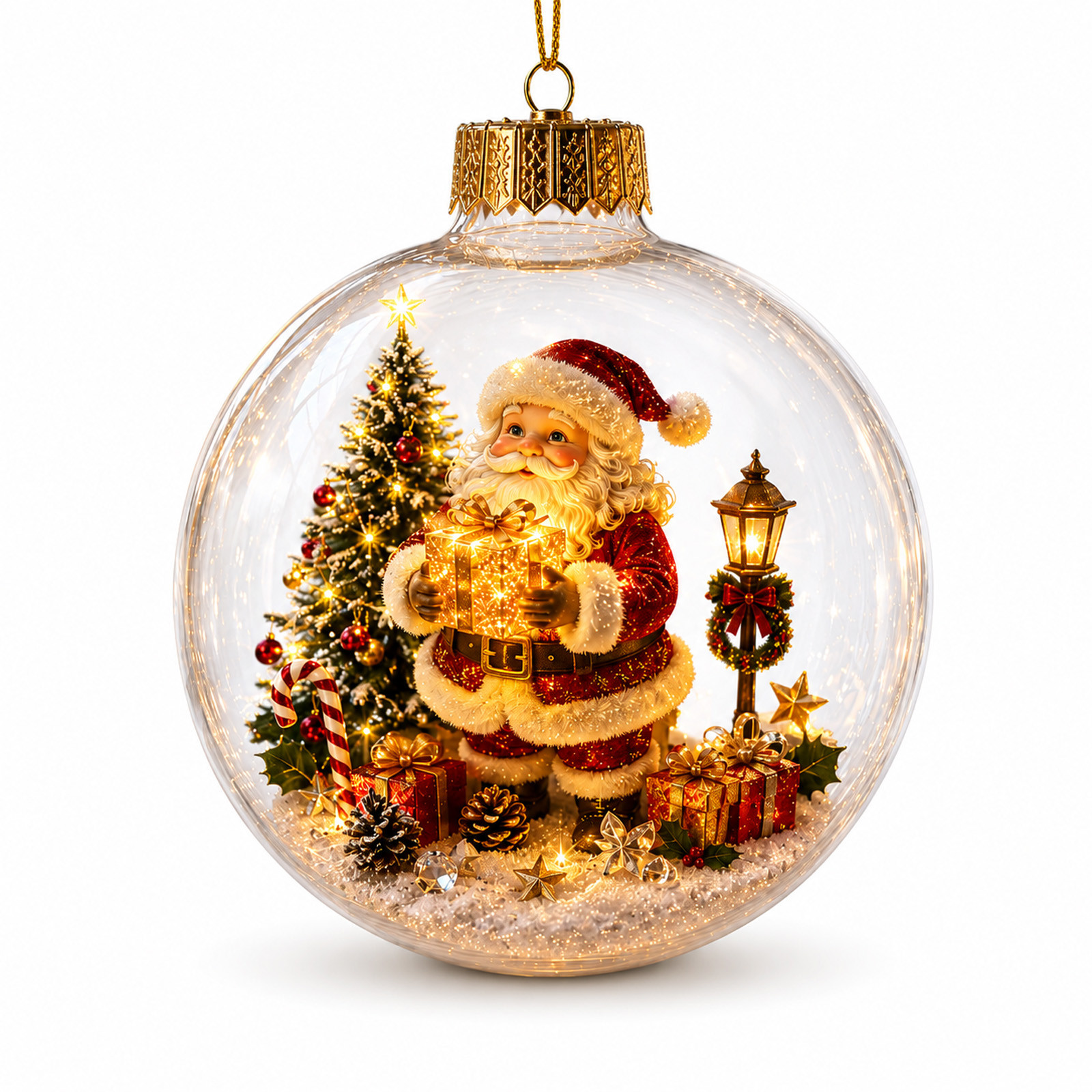 thumbnail video image 2 of Yyuenw Christmas Story Ornament Ball, Light-up Mini Holiday Scene with Warm Led Light, 3.94"/100mm Mini Scene Hanging Bauble, Christmas Tree Decoration, 2 of 9