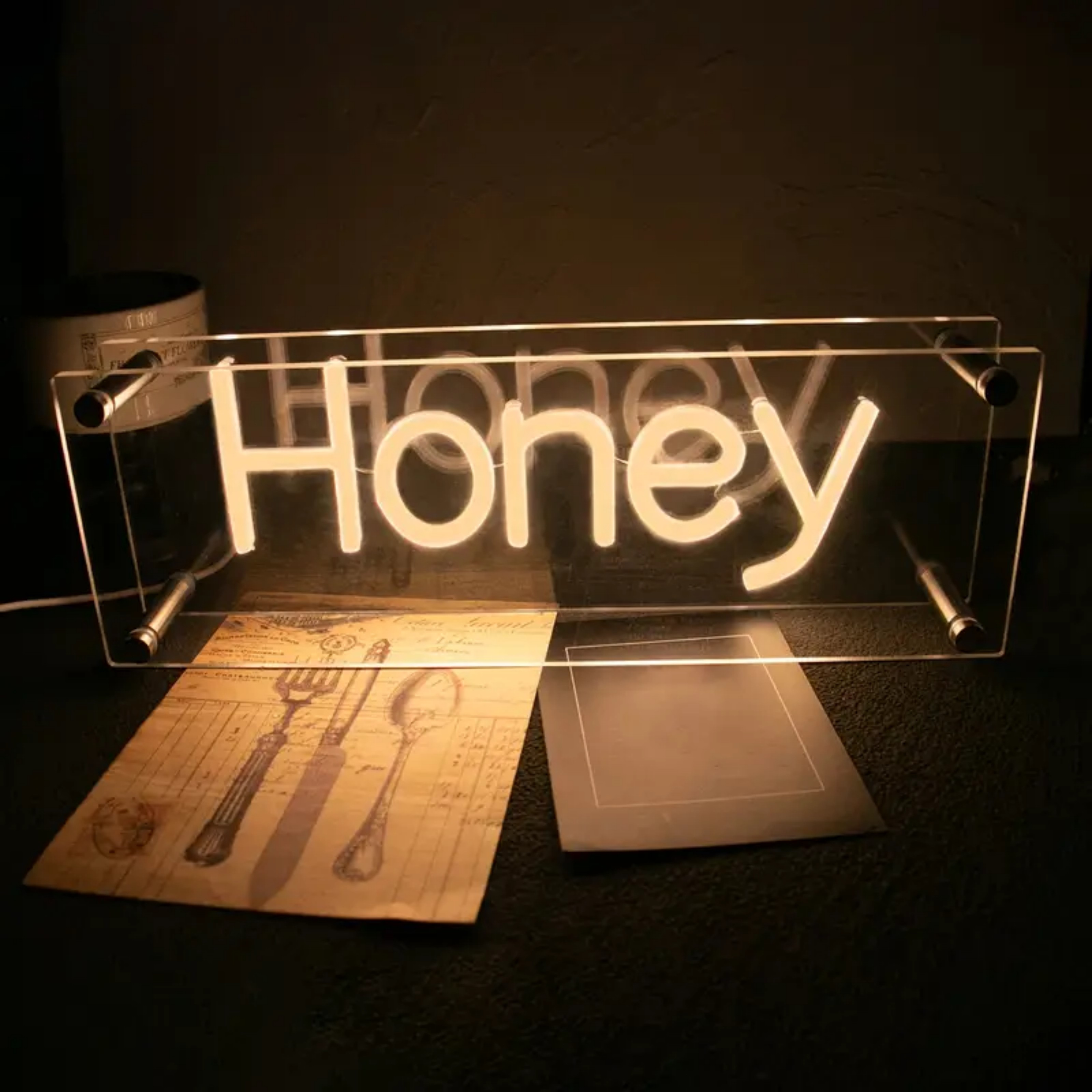 thumbnail video image 2 of UPONRAY Honey Desktop Neon Signs, 13.8"*4.7" Dimmable & USB-Powered LED Neon Light, Stylish Desktop decoration as Gifts for Valentine's Day, Lover, Family, Friend, Children, 2 of 8