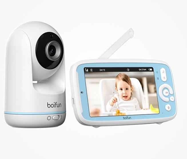 BOIFUN Video Baby Monitor with Remote Pan-Tilt-Zoom, VOX Mode, 500M Long  Range, Night Vision, 5'' Smart Baby Monitor with Camera and Audio, Two-Way
