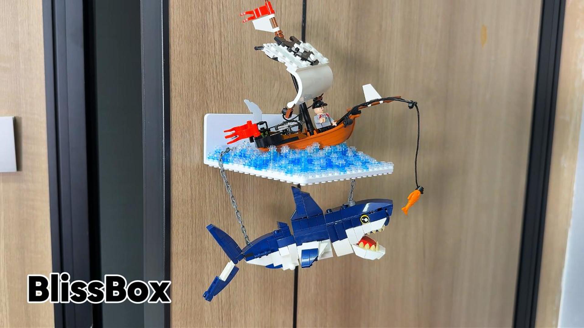 thumbnail video image 2 of BlissBox Floating Display Shelves for Wall Compatible with Lego Building Bricks, 5 × 5.5 Inch Dual-Sided 16 × 17 Studs for Brick Storage and Display, ABS Display Shelf for Room Decor, 2 of 8