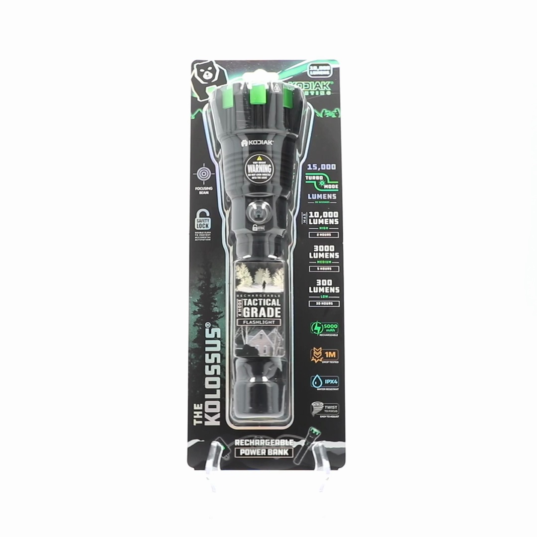Lampe Torche Kodiak Kolossus 15 000 Lumens - Rechargeable USB - IPX4 - Neuve