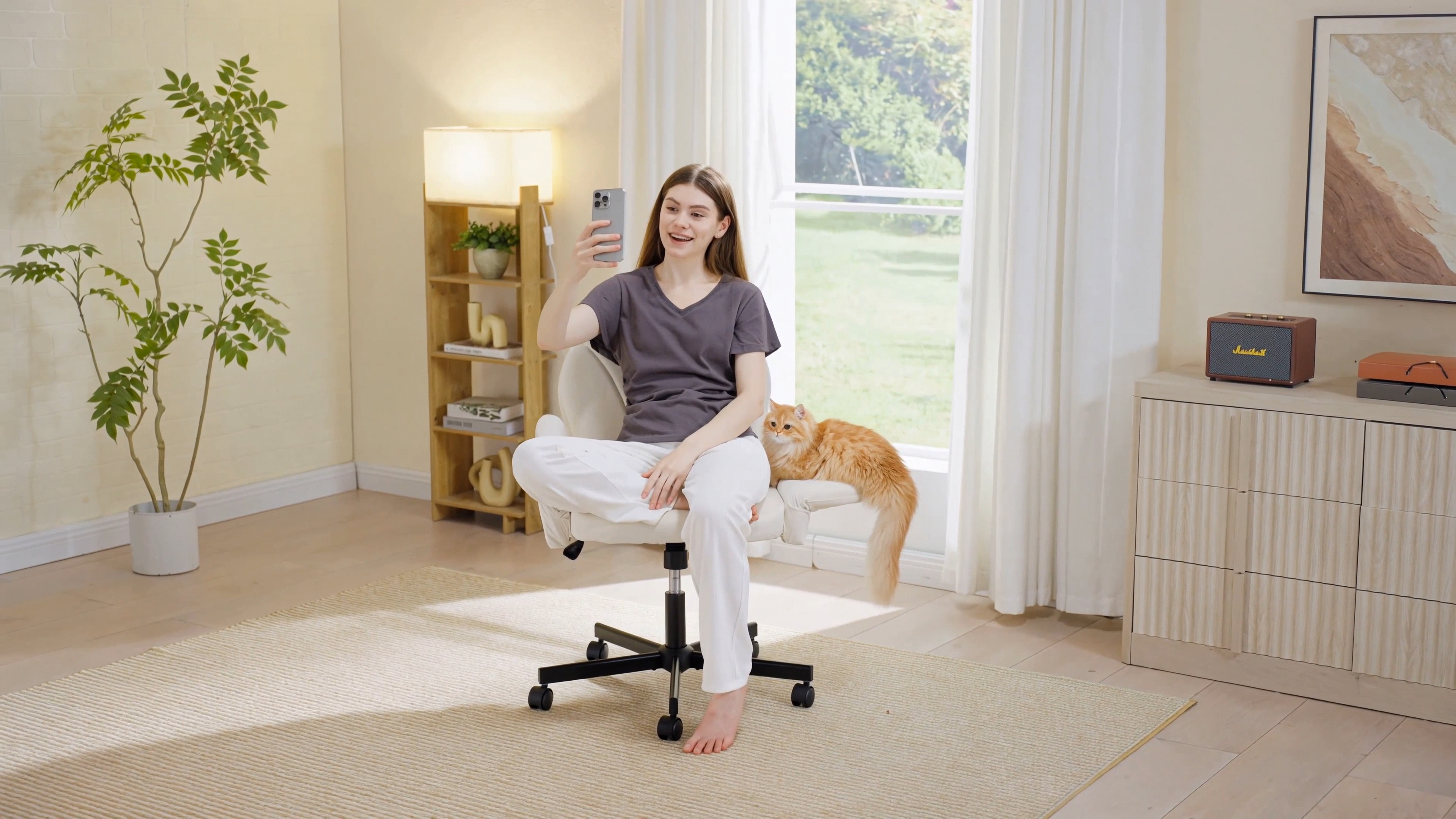 thumbnail video image 2 of Bestier Ergonomic Office Chair,Criss Cross Swivel Computer Desk Chair with Flip Up Arms,Vanity Chair,Green Velvet, 2 of 9