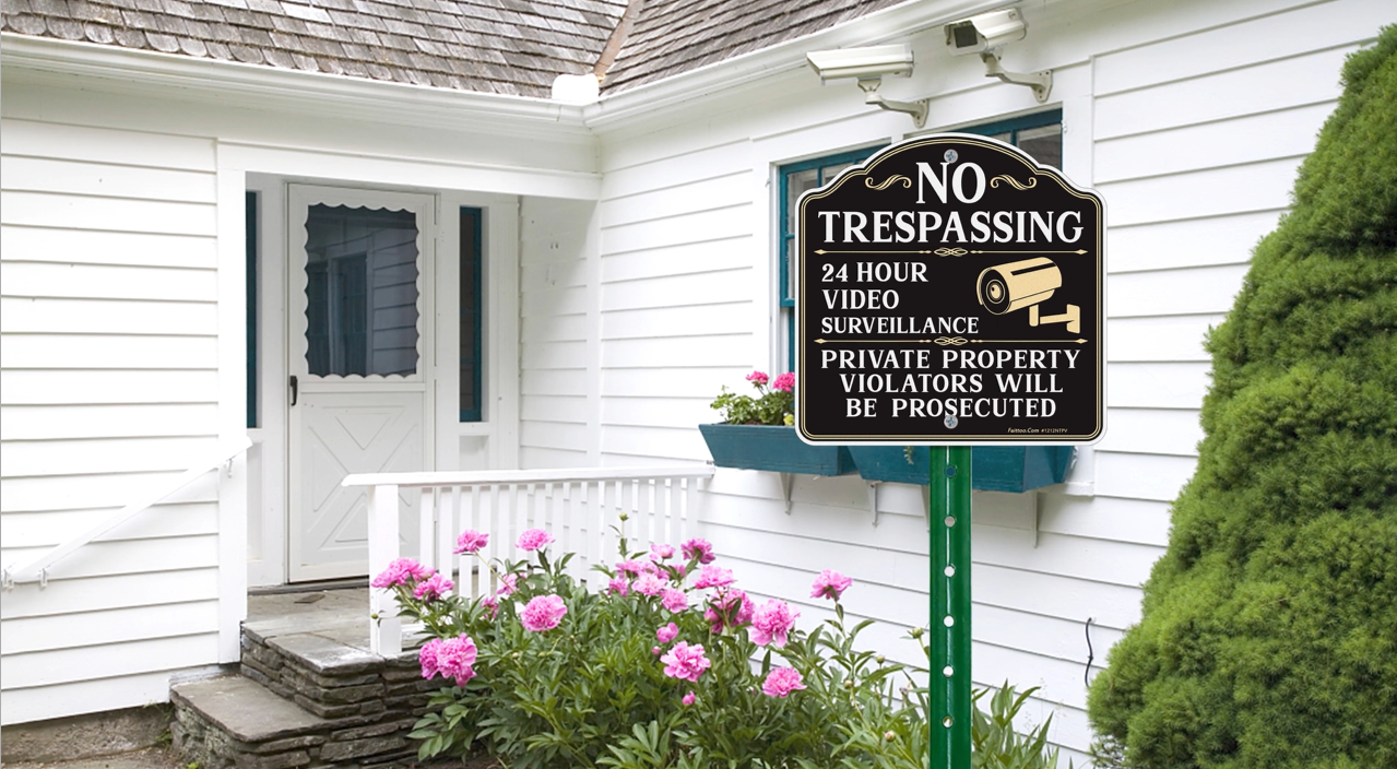 thumbnail video image 2 of Faittoo No Trespassing Sign, Private Property Protected By Video Surveillance, Set of 2 Reflective Aluminum Warning Signs, 2 of 7