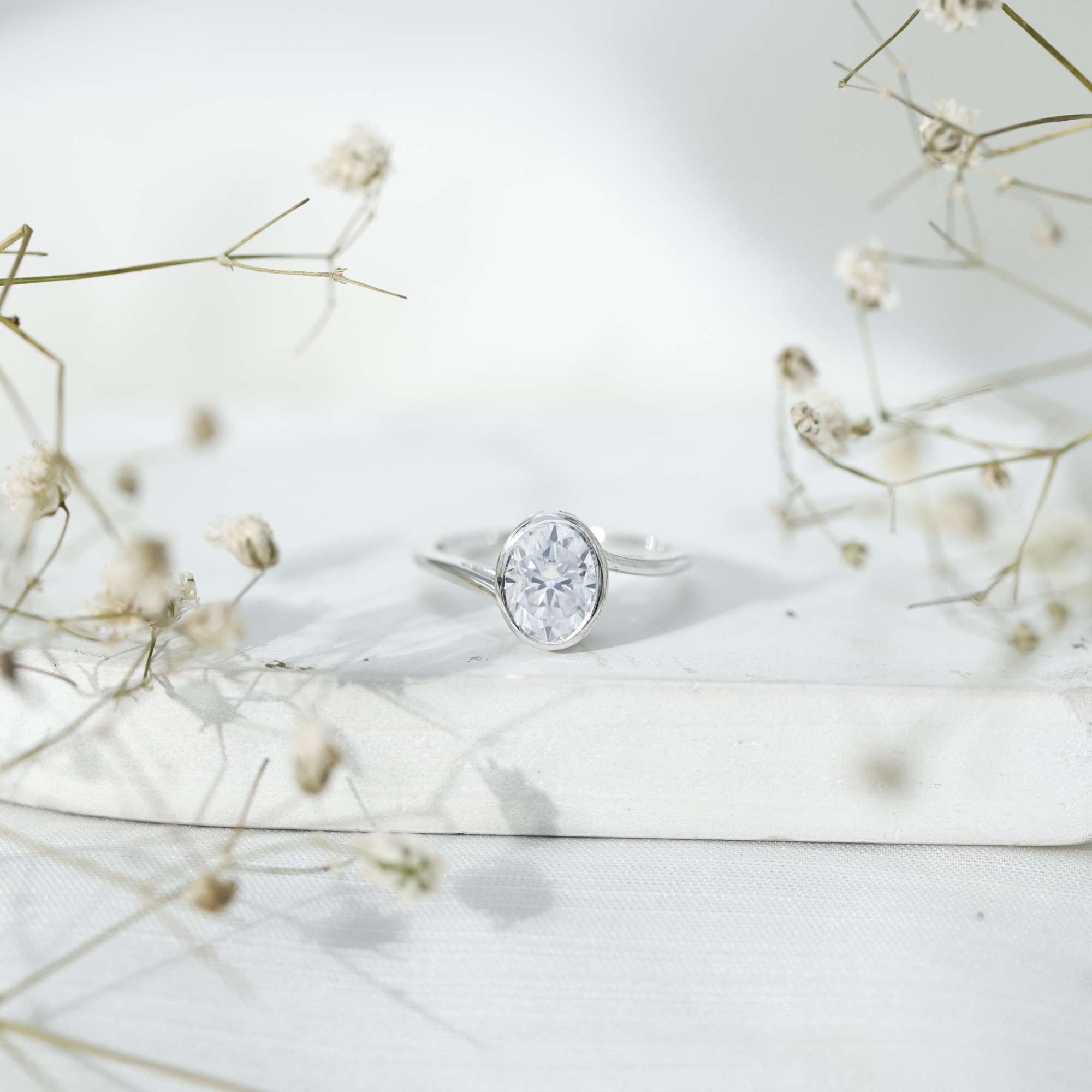 thumbnail video image 2 of Rosec Jewels Certified Moissanite Oval Engagement Ring 2 Carat - 7X9 mm Moissanite Solitaire Ring - D-VS1 Quality Certified, 18K Yellow Gold, US 5.00, 2 of 9