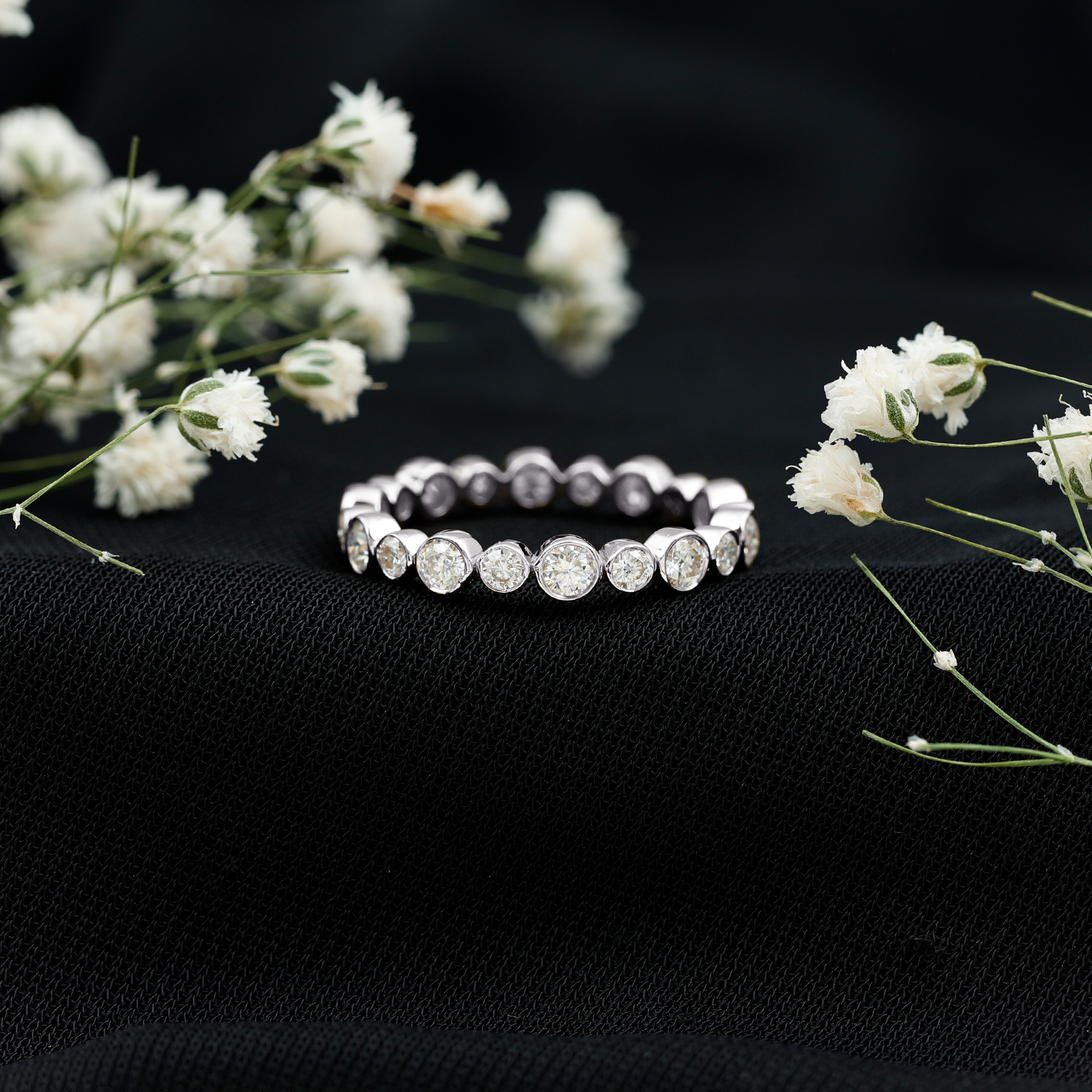 thumbnail video image 2 of Rosec Jewels Lab Created Diamond Eternity Ring for Women - Wedding Anniversary Ring - EF-VS Quality, 14K White Gold, US 12.00, 2 of 9