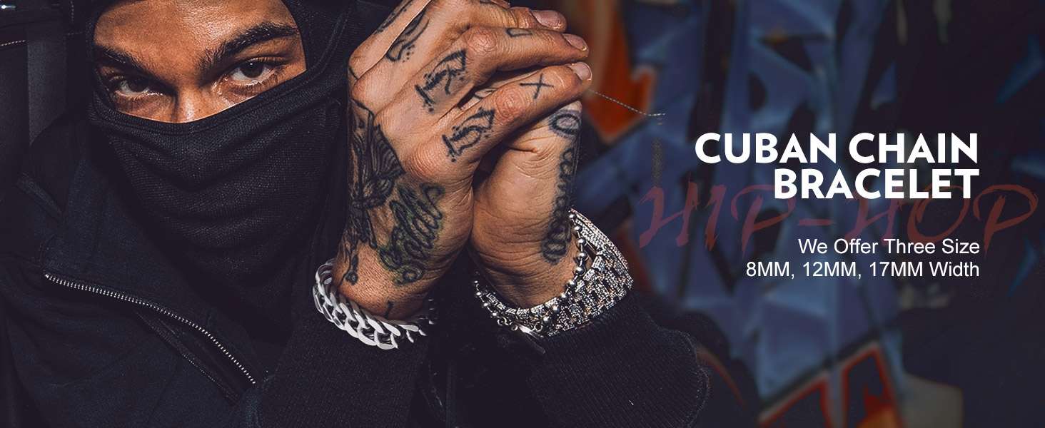 thumbnail video image 2 of Bandmax 8MM 14K Gold Plated Cuban Chain Bracelets for Men Women Stainless Steel Miami Curb Link Hand Chain Wristlet for Birthday Gift Biker Wrist Chain, 2 of 9