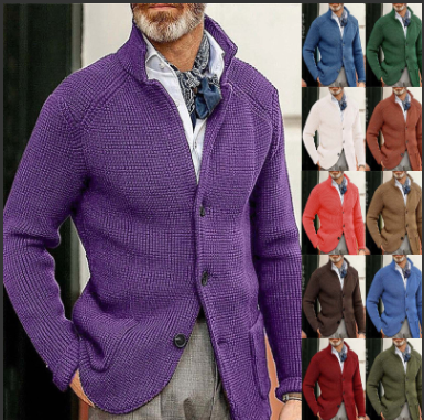 thumbnail video image 2 of DondPO Mens Sweater Mens Coat Mens Casual Button Solid V Neck Slim Fit Warm Sweater Cardigan Coat Mens Cardigan Sweater Mens Tops Blue XL, 2 of 5