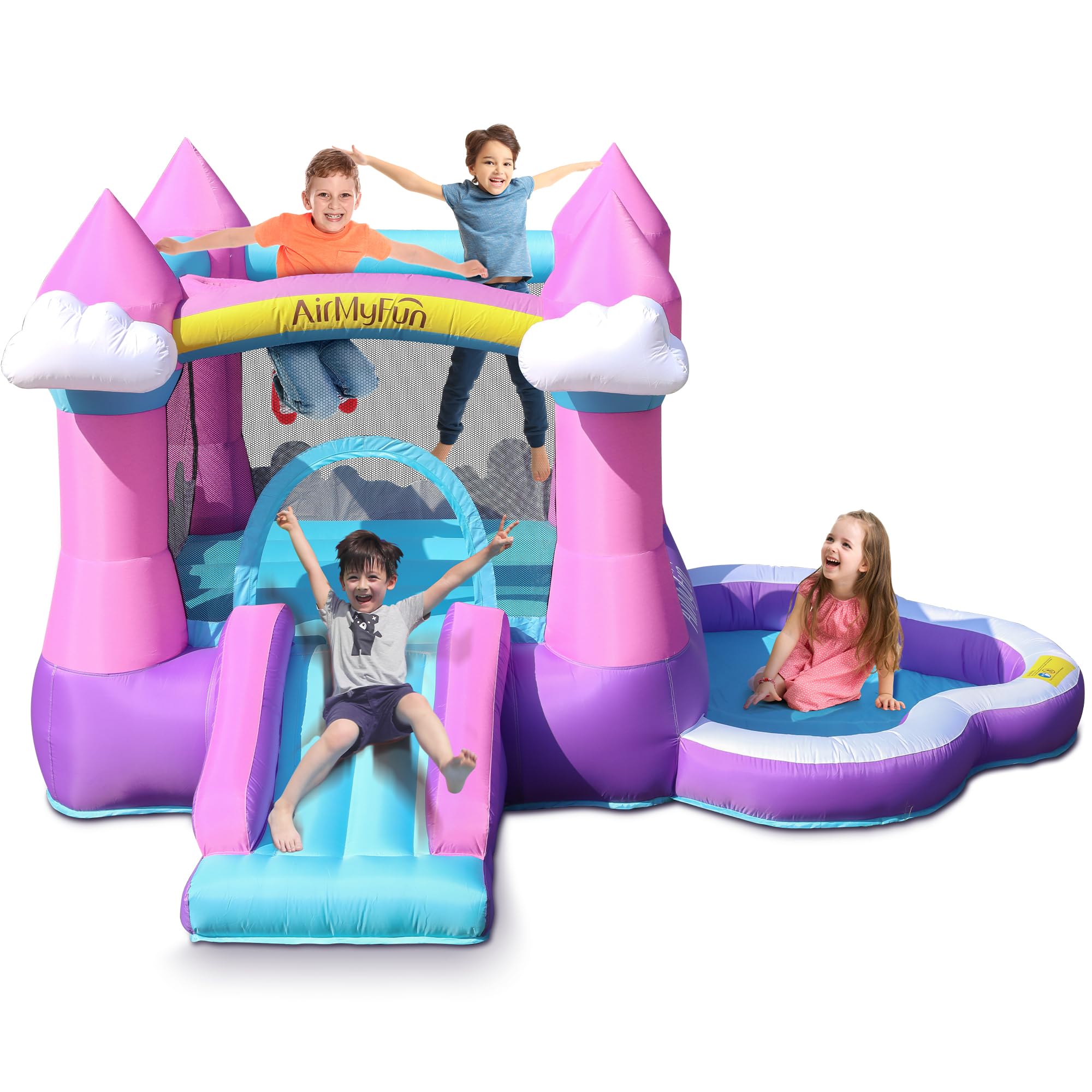 thumbnail video image 2 of AirMyFun Bounce House Inflatable Bouncer for Kids Jumping Castle with Blower, Family Backyard Bouncy Castle for Backyard, 2 of 14