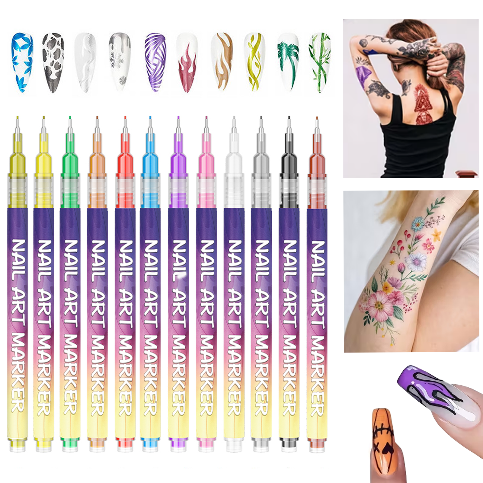 thumbnail video image 2 of Nail Art Pens for Painting Nails, 2026 New Nail Art Markers for Gel Nails, Nail Doodle Pen 12-Color, DIY Nail Art Tools for Dotting Drawing Painting Point Liner, 2 of 11