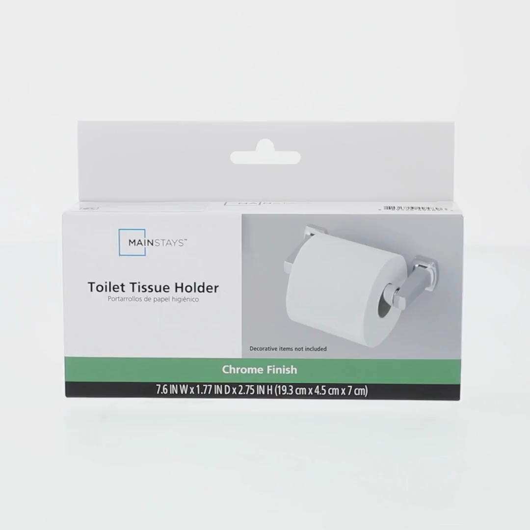 Mainstays Wall Mounted Toilet Paper Holder Chrome Finish Easy to