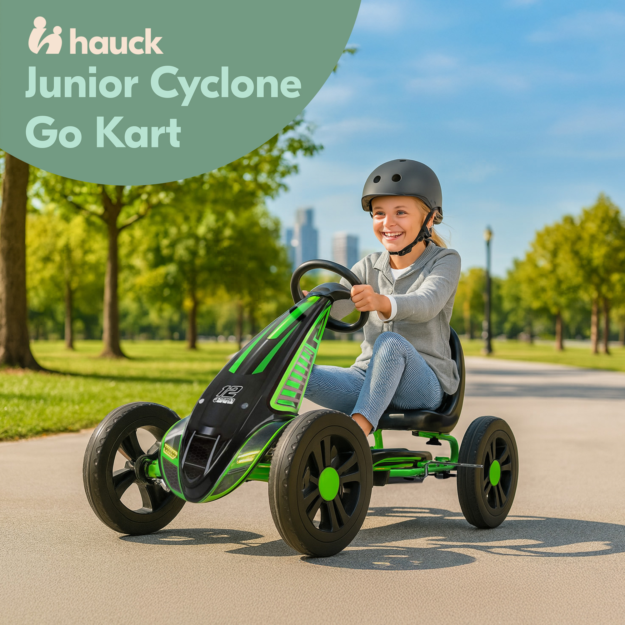 hauck, Cyclone Junior Racing Go Kart, Lime Green, 12