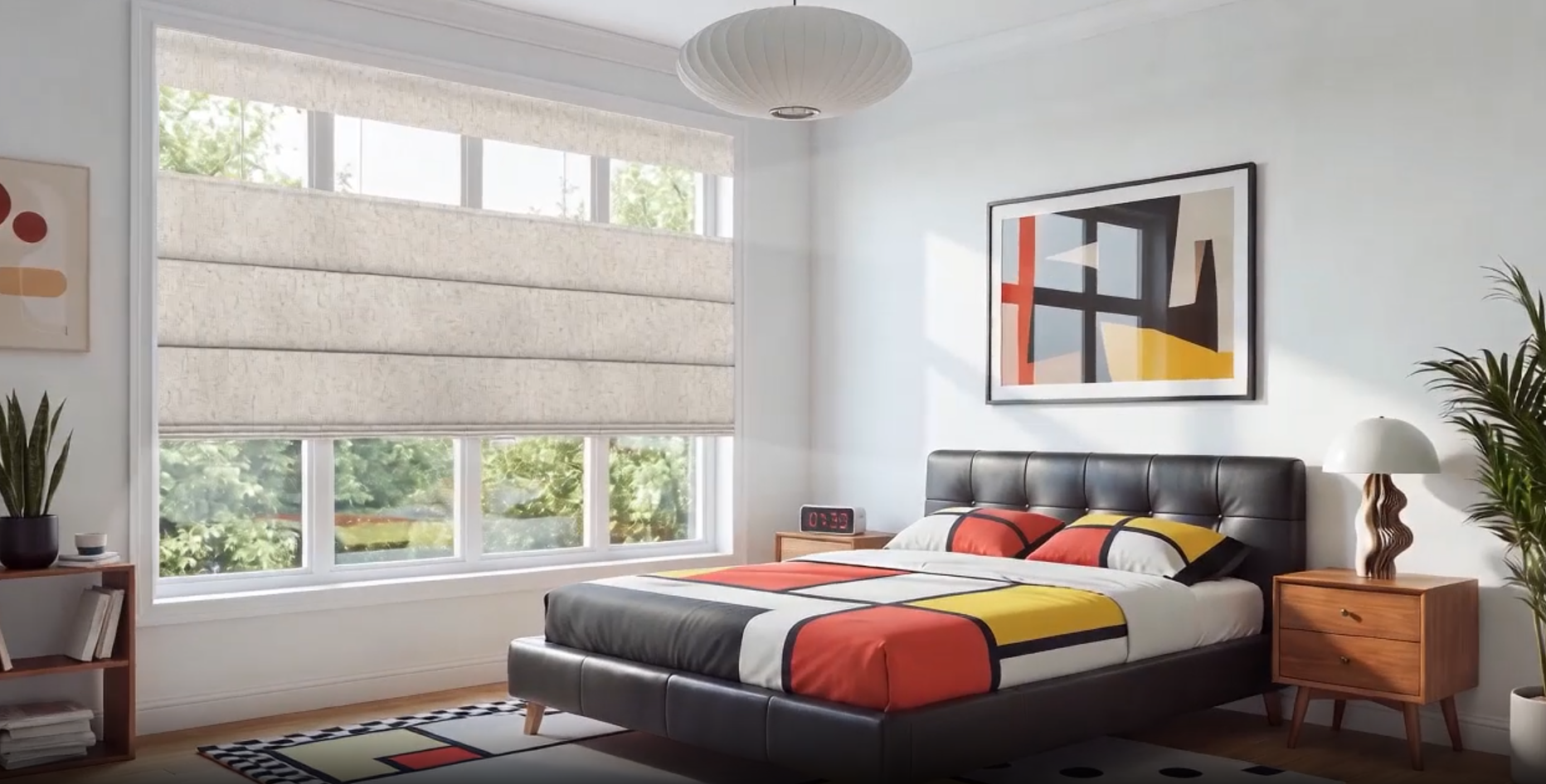 thumbnail video image 2 of BERISSA Cordless Roman Shades for Windows Blackout Top Down Bottom Up Window Shades Easy Install Thermal Insulation Roman Blinds,100% Blackout Linen Beige,34" W x 64" H, 2 of 9