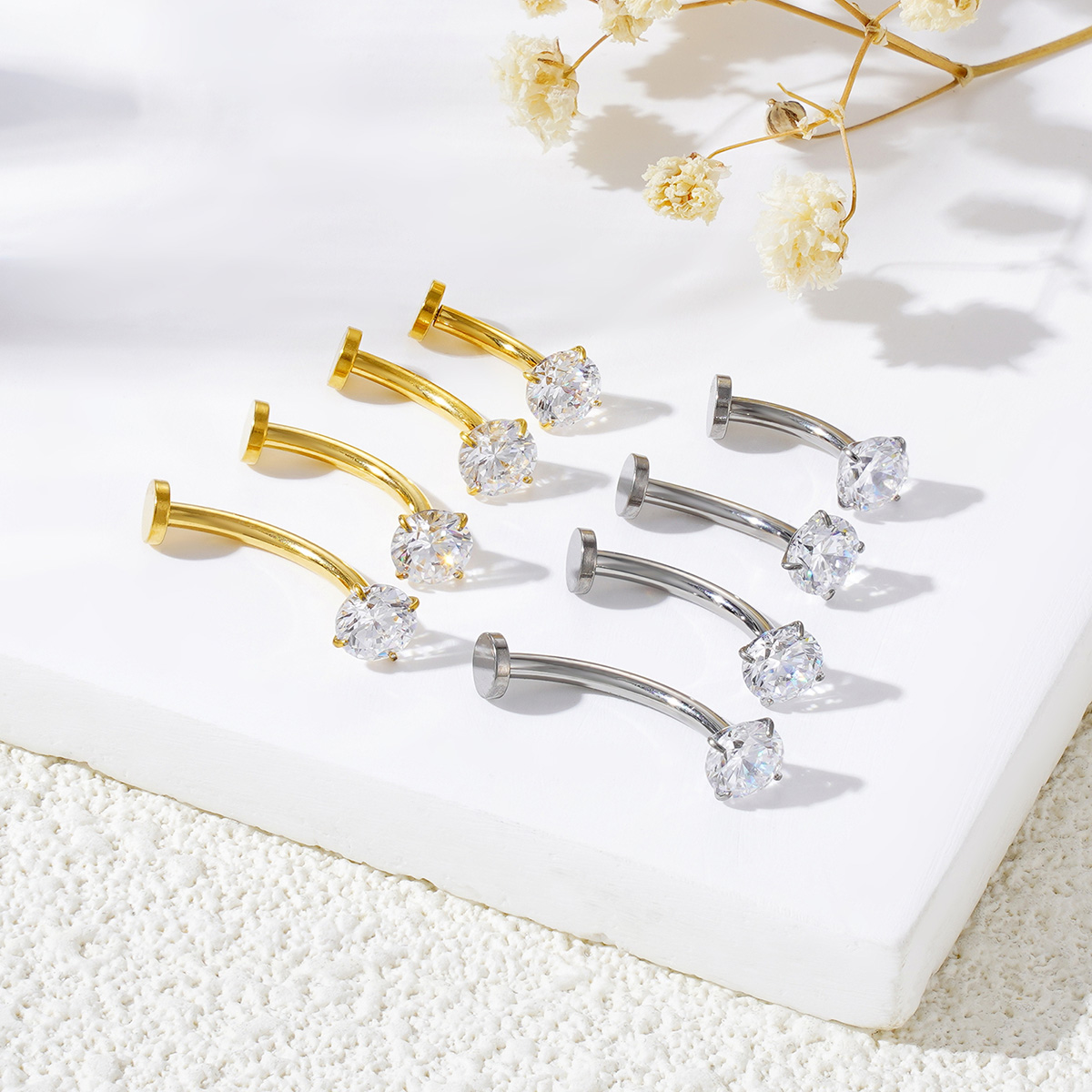 thumbnail video image 2 of 14G Titanium Floating Belly Button Rings for Women Flat Back Belly Rings 14mm Belly Piercing Jewelry, 2 of 4