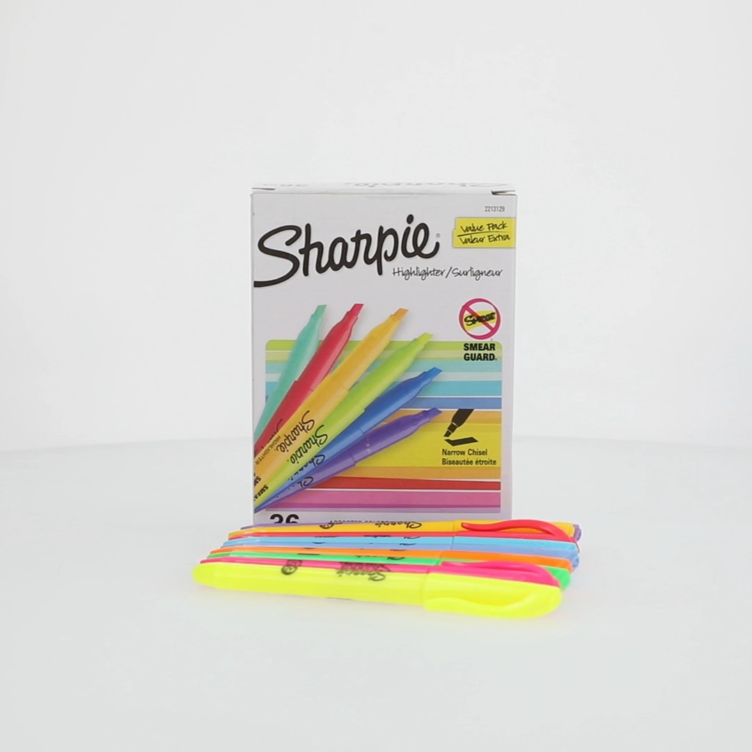 Sharpie Highlighters, Chisel Tip, Assorted Colors, Pocket Size, 36