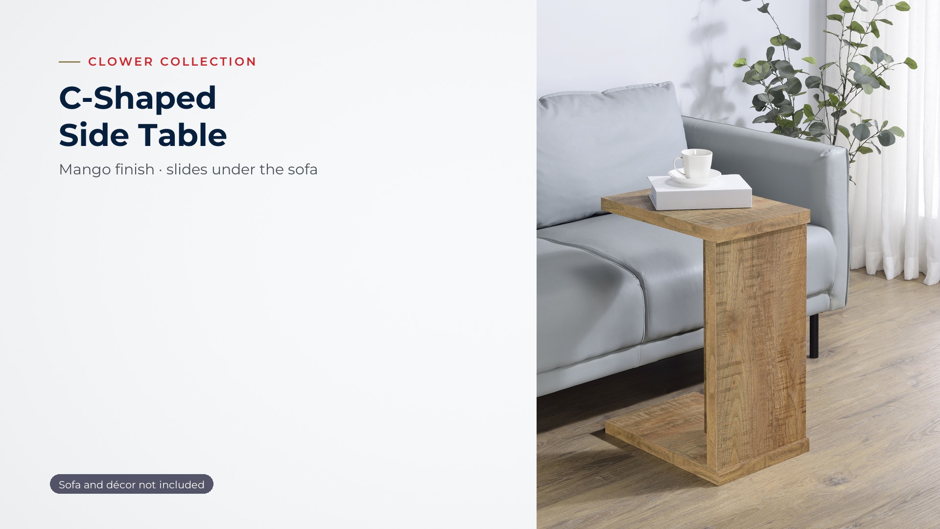 thumbnail video image 2 of Clower Engineered Wood C-Shaped Sofa Side Table Mango, 2 of 9