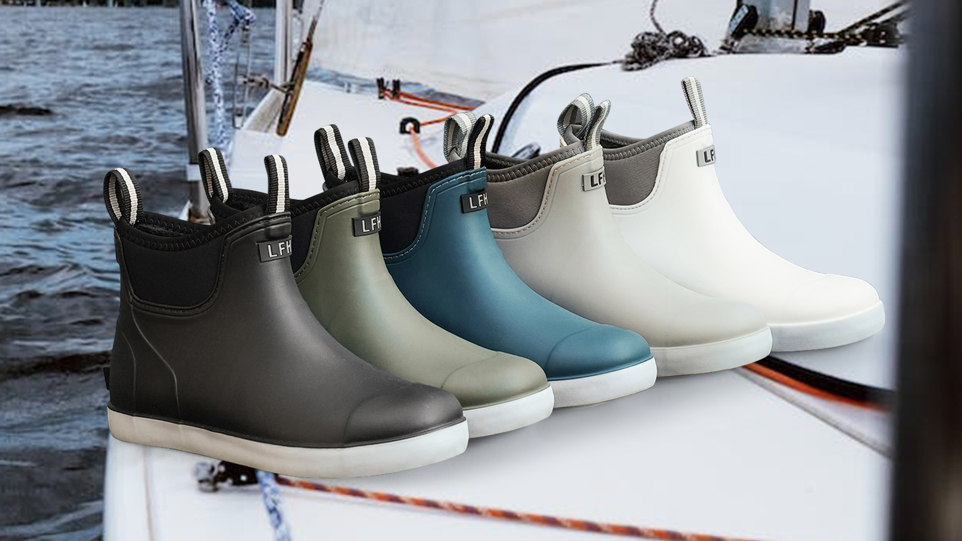 thumbnail video image 2 of Lcamaw Deck Boots for Men，OutdoorRubber Fishing Garden Waterproof Ankle Rain Boots, 2 of 7