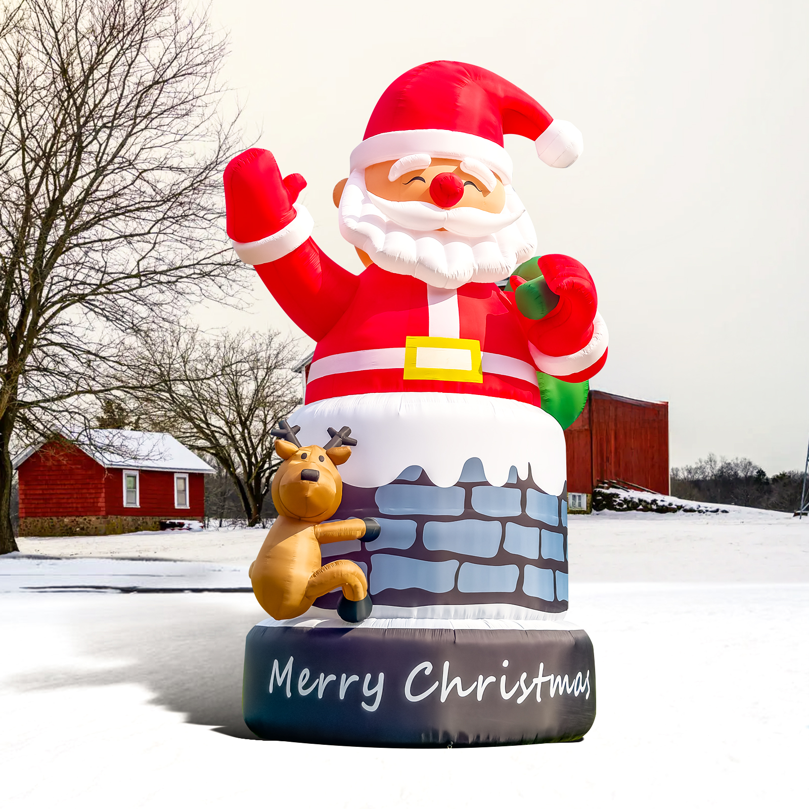 thumbnail video image 2 of Relunch 26ft Christmas Inflatable Santa Decorations, Blow up Santa Claus with Reindeer Decor for Holiday Outdoor Yard Lawn Christmas Party, 2 of 9