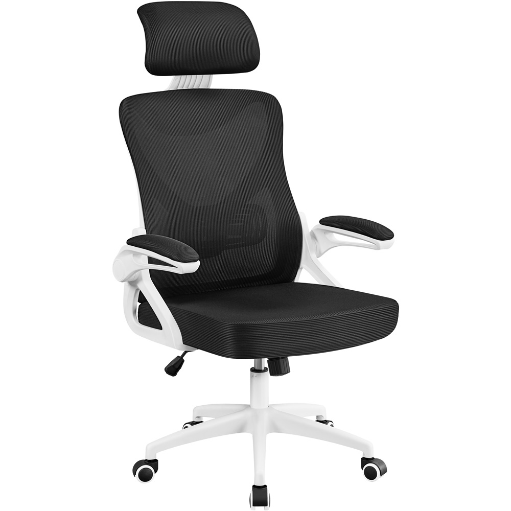 thumbnail video image 2 of Alden Design High Back Ergonomic Mesh Office Chair with Adjustable Padded Headrest, White/Black, 2 of 11