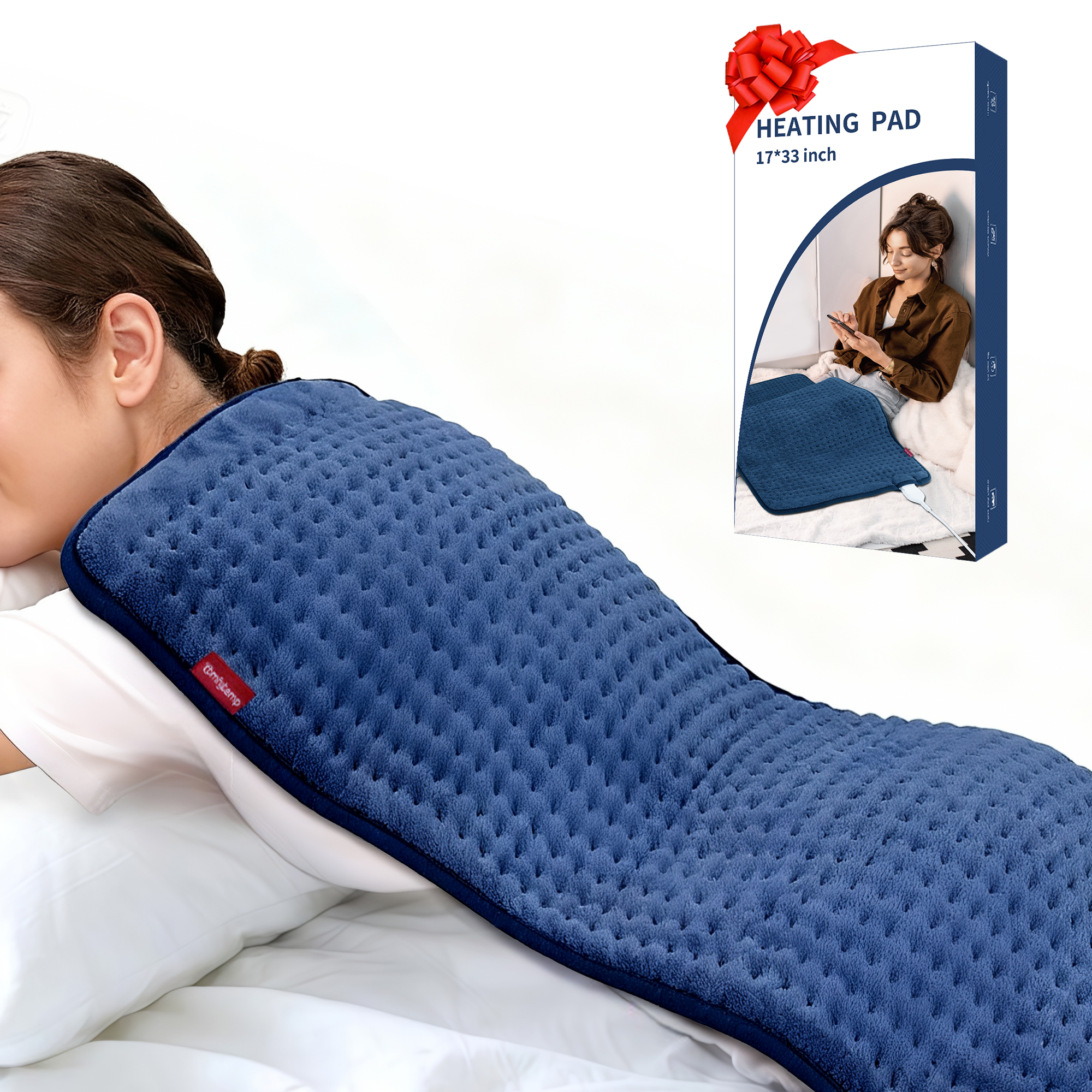 thumbnail video image 2 of Comfytemp Large Heating Pad for Back Neck Shoulder, FSA HSA Eligible, 17''x33'', Auto Shut off, Blue, 2 of 9