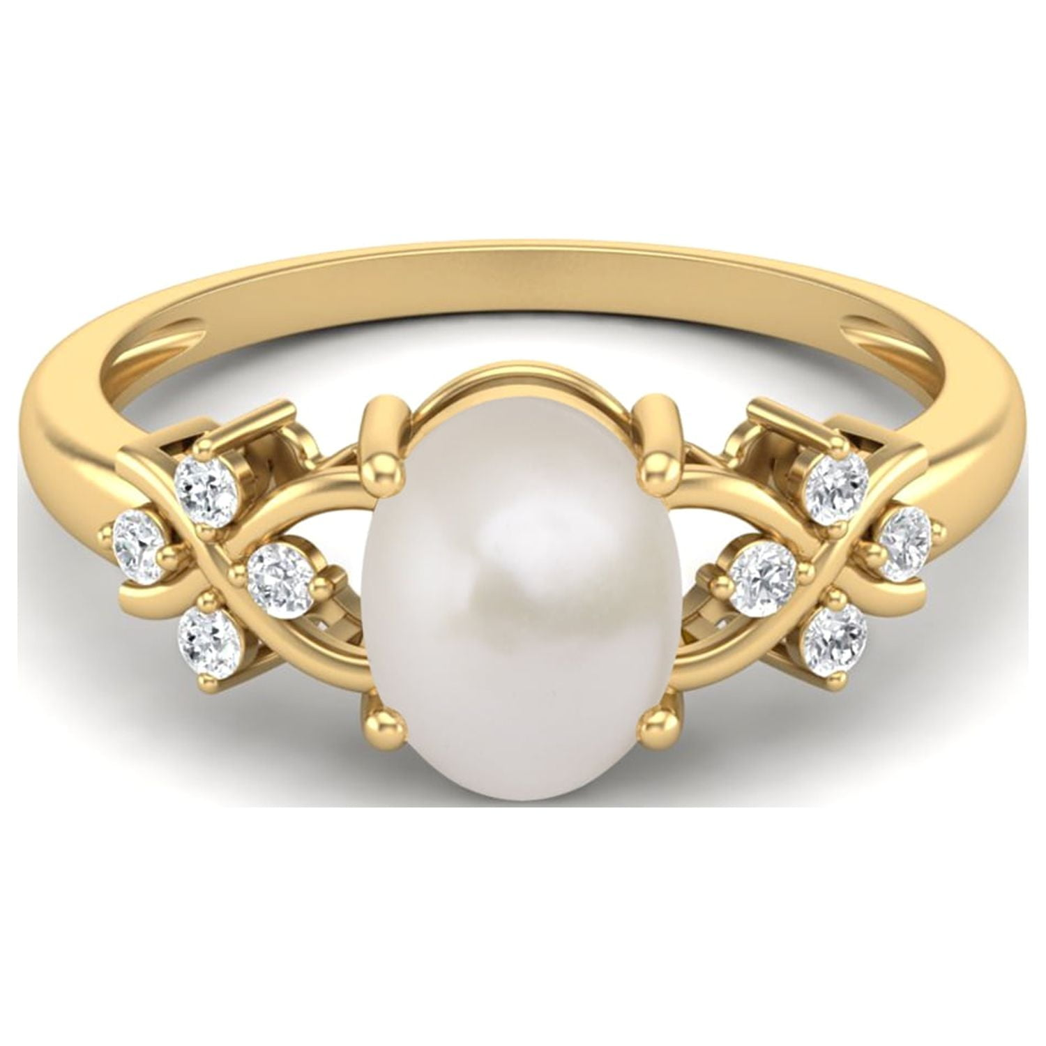 thumbnail video image 2 of 925 Silver Gold Vermeil 8X6 MM Oval Shape Pearl Women Valentines Day Gifts Ring, 2 of 5