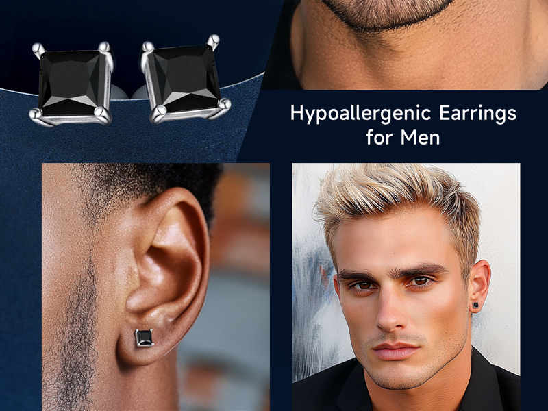 thumbnail video image 2 of MomentWish 2 Carat Black Moissanite Solitaire Stud Earrings, D Color VVS1 Simulated Diamond 925 Sterling Silver Earrings For Men Women, 2 of 9