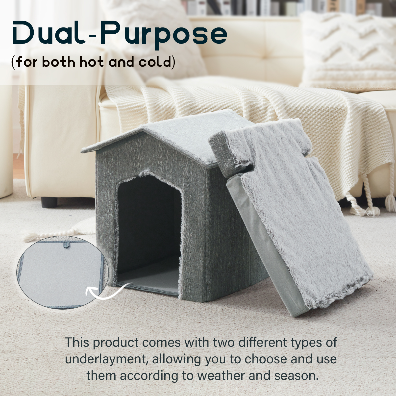 thumbnail video image 2 of WINDRACING Foldable Cat House Bed, Cat Cave with Orthopedic Cushion, Portable Pet Shelter Hideaway for Indoor Cats & Small Dogs, 2 of 8