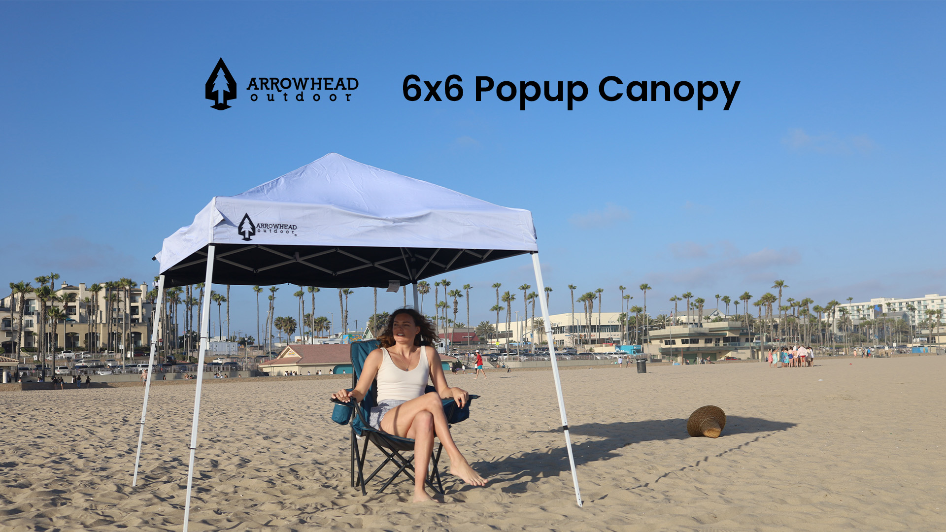 thumbnail video image 2 of ARROWHEAD OUTDOOR KGS0397U Backpack Pop-up Canopy with Sunwall, Sand Bags, Guide Ropes, Ground Stakes, 6'x6' / 8'x8' Top to Bottom - Blue, 2 of 9
