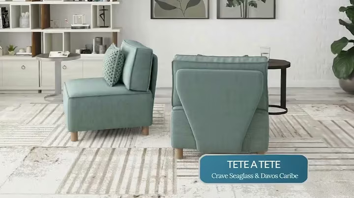 thumbnail video image 2 of Chromcraft Mckenzie Modular Sectional Single Seat Sofa Armless Chair, Textured Gray Fabric, Indoor Furniture for Living Room, 1 Piece, 2 of 12