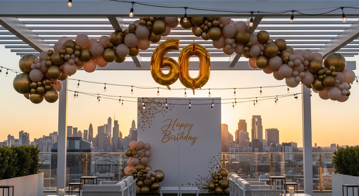 thumbnail video image 2 of Gold Number 60 Mylar Foil Balloon 32 inch - Helium or Air Filled Metallic Balloons for 60th Birthday Hbd Party, Anniversary, Graduation Decorations, 2 of 9