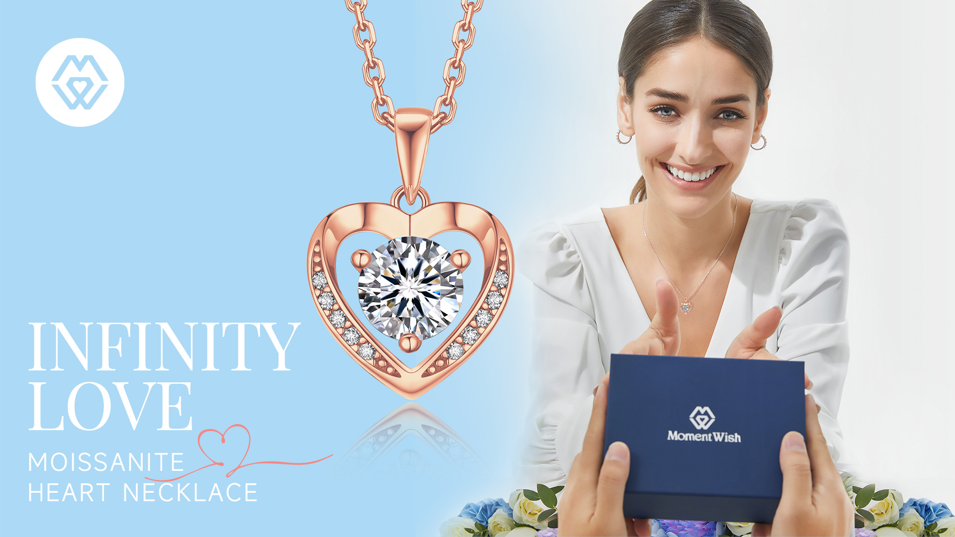 thumbnail video image 2 of Momentwish 1 Carat Heart Moissanite Necklaces for Women,Simulated Diamond Pendant Necklace for Birthday Valentines Day Gifts, 2 of 9