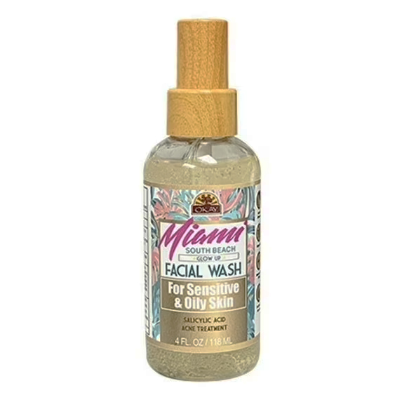 thumbnail video image 2 of OKAY Miami South Beach Facial Wash 4 oz – Salicylic Acid Acne Cleanser, Deep Pore Cleansing Face Wash with Guava & Papaya, Oil Control & Gentle Daily Cleanser for All Skin Types, 2 of 7