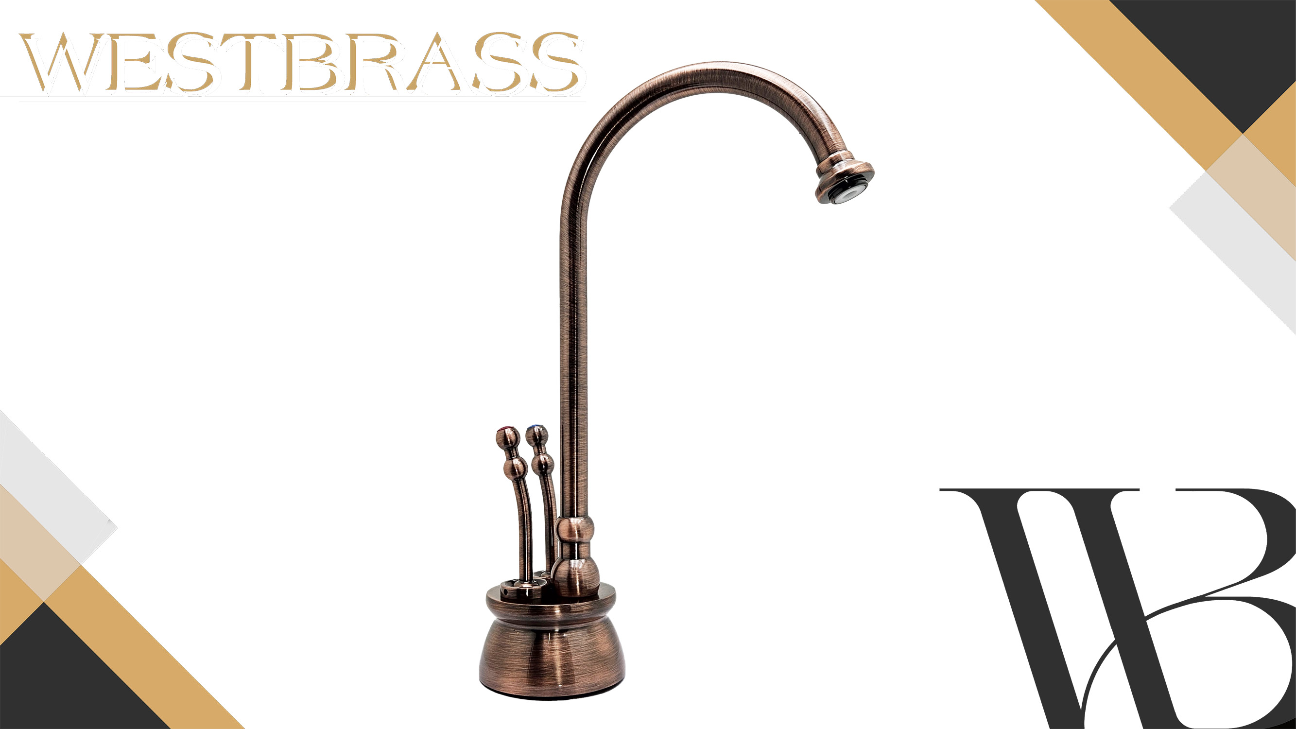 thumbnail video image 2 of Westbrass D262HFP-11 Docalorah 10" 2-Handle Hot and Cold Water Dispenser Faucet with Instant Hot Water Tank, Antique Copper, 2 of 10