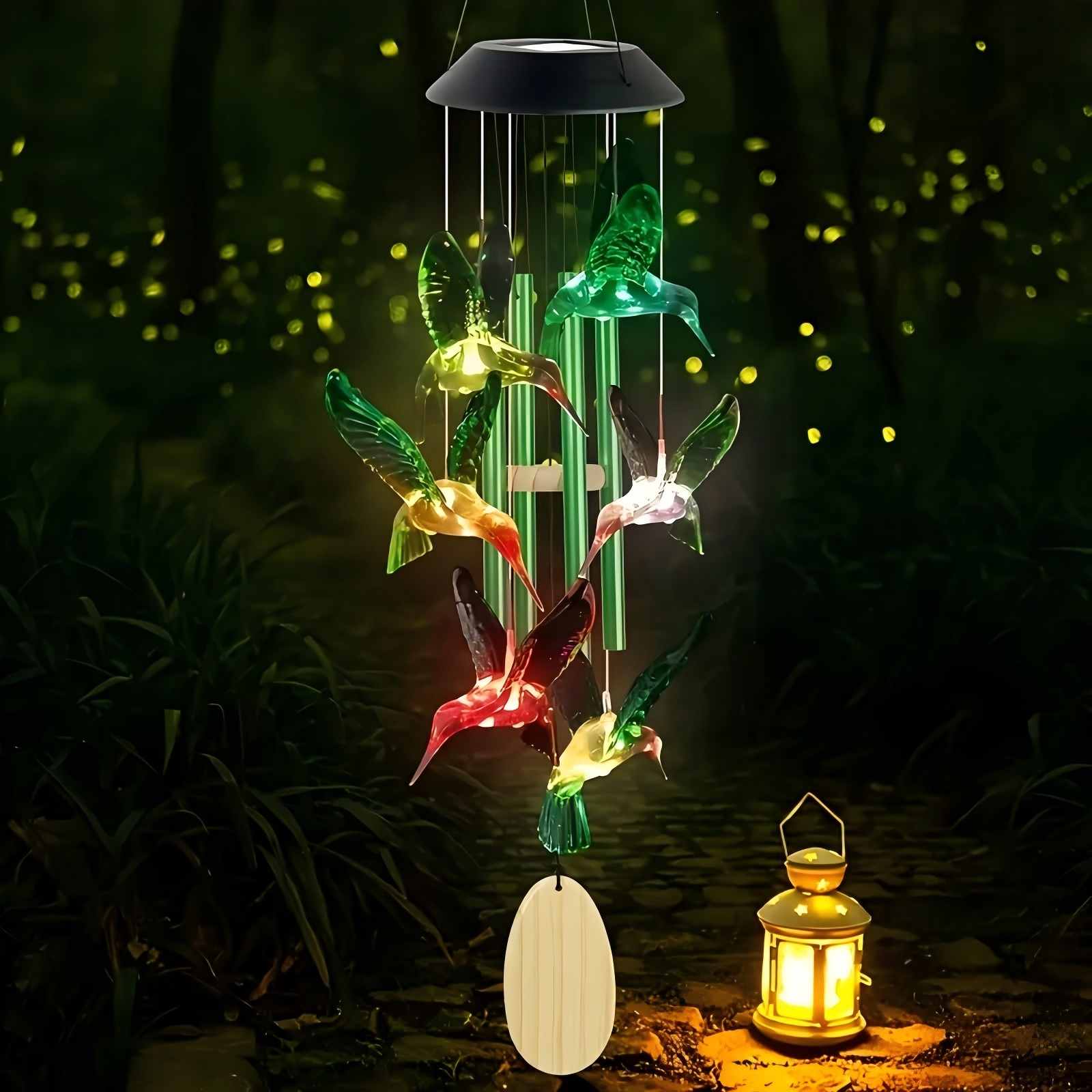 thumbnail video image 2 of Solar Hummingbird Wind Chimes Decorative Hanging, Outdoor Solar-Powered Wind Chimes, Mother's Day Gifts, Garden, Patio, and Lawn Decorations Gifts, 2 of 7