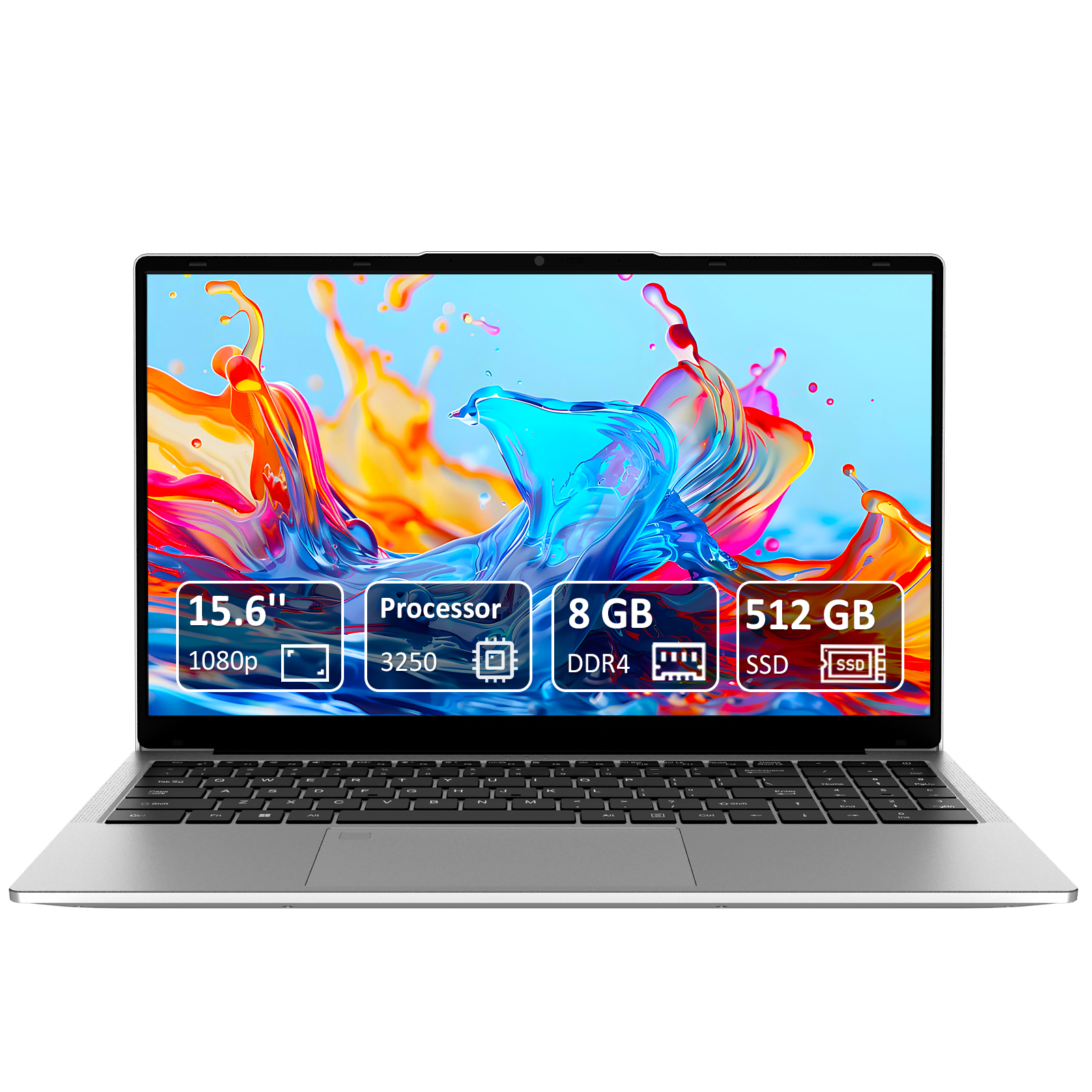 thumbnail video image 2 of Exsurf 15.6" Student Laptop, Ryzen 3 Up to 3.5GHz, 8GB RAM 512GB SSD, Backlit Keyboard & Fingerprint Unlock for Daily Use, 2 of 10