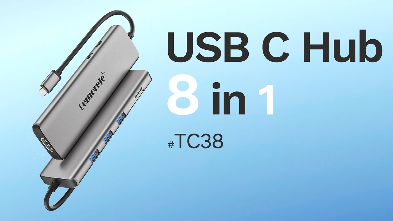 thumbnail video image 2 of Lemorele Type-C Docking Station, 8-in-1 Laptop USB C Hub with HDMI, 100w Pd, Sd/Tf, 4 USB Ports for Windows/Mac/Switch, 2 of 7