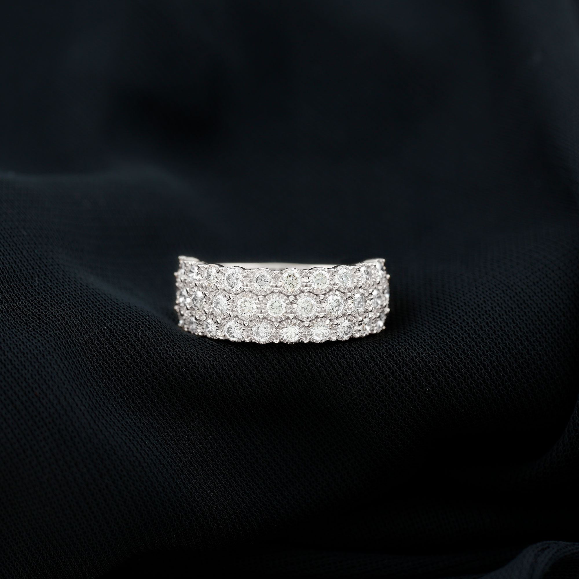 thumbnail video image 2 of Rosec Jewels Lab Grown Diamond Half Eternity Wedding Band - Thick Diamond Band Ring - EF-VS Quality Certified, 925 Sterling Silver, US 10.00, 2 of 9