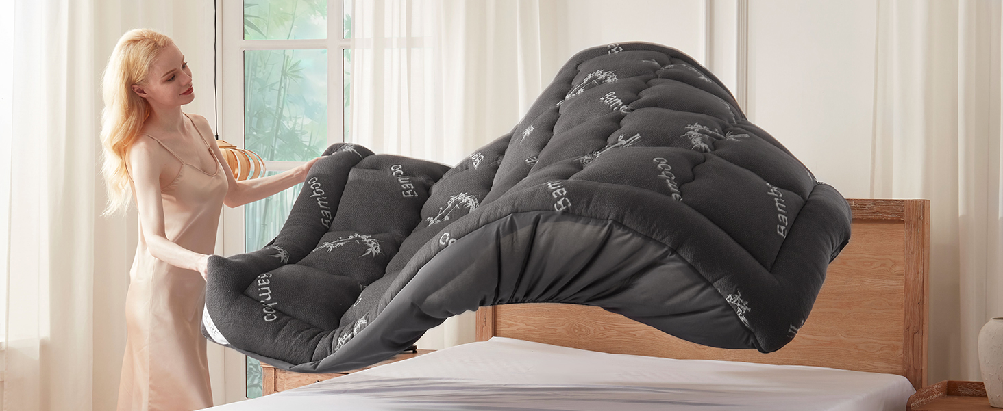 thumbnail video image 2 of BEDLORE Queen Mattress Topper with Deep Pockets 6-18 inch, Pillow Top Pad for Back Pain Relief,Thick Soft Mattress Cover(Grey), 2 of 9