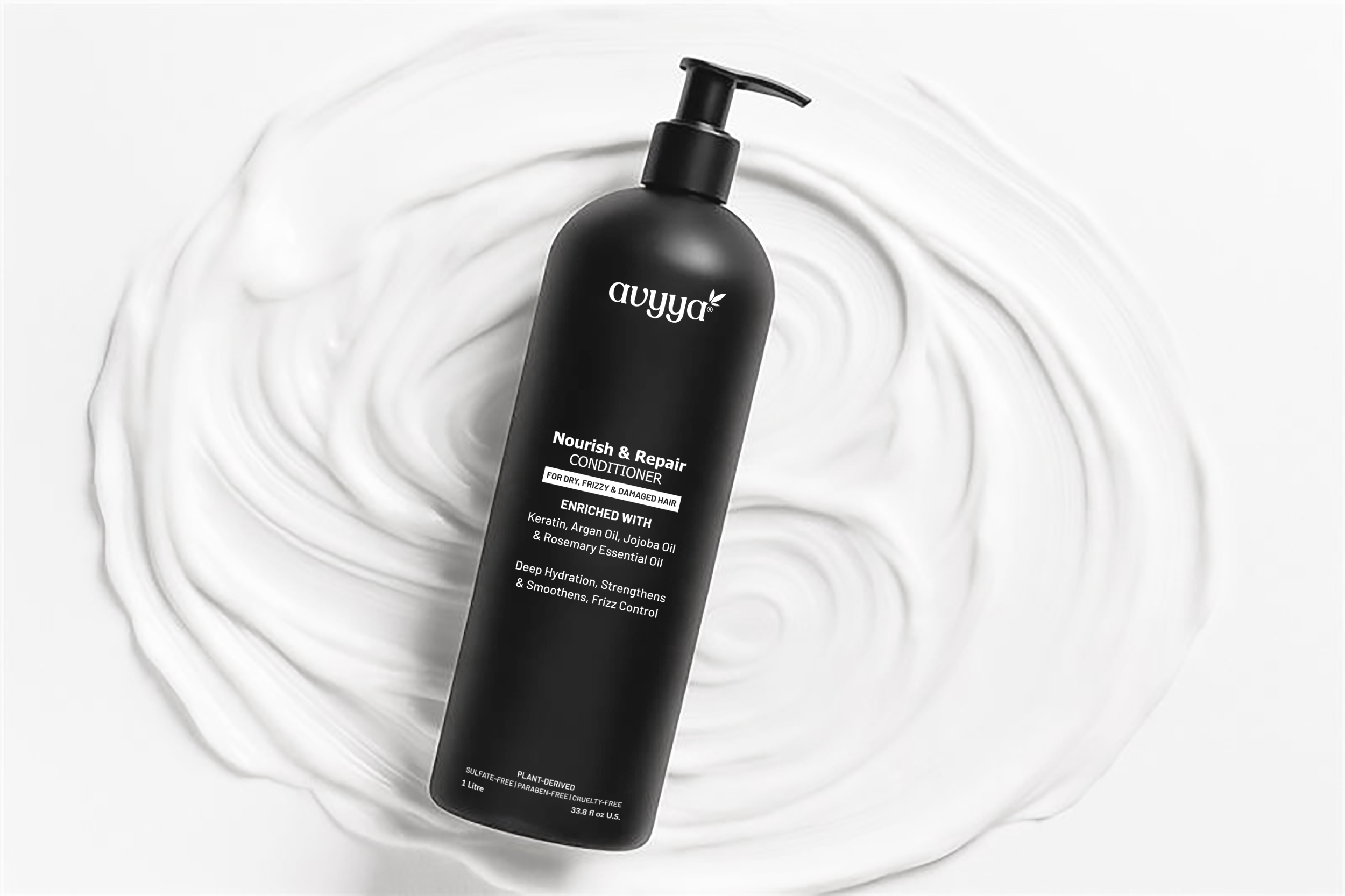 thumbnail video image 2 of Avyya Nourish and Repair Conditioner for Dry, Frizzy Hair with Argan, Jojoba, Keratin | Deep Hydration, Frizz Control, Sulfate-Free - 33.8 fl oz, 2 of 9