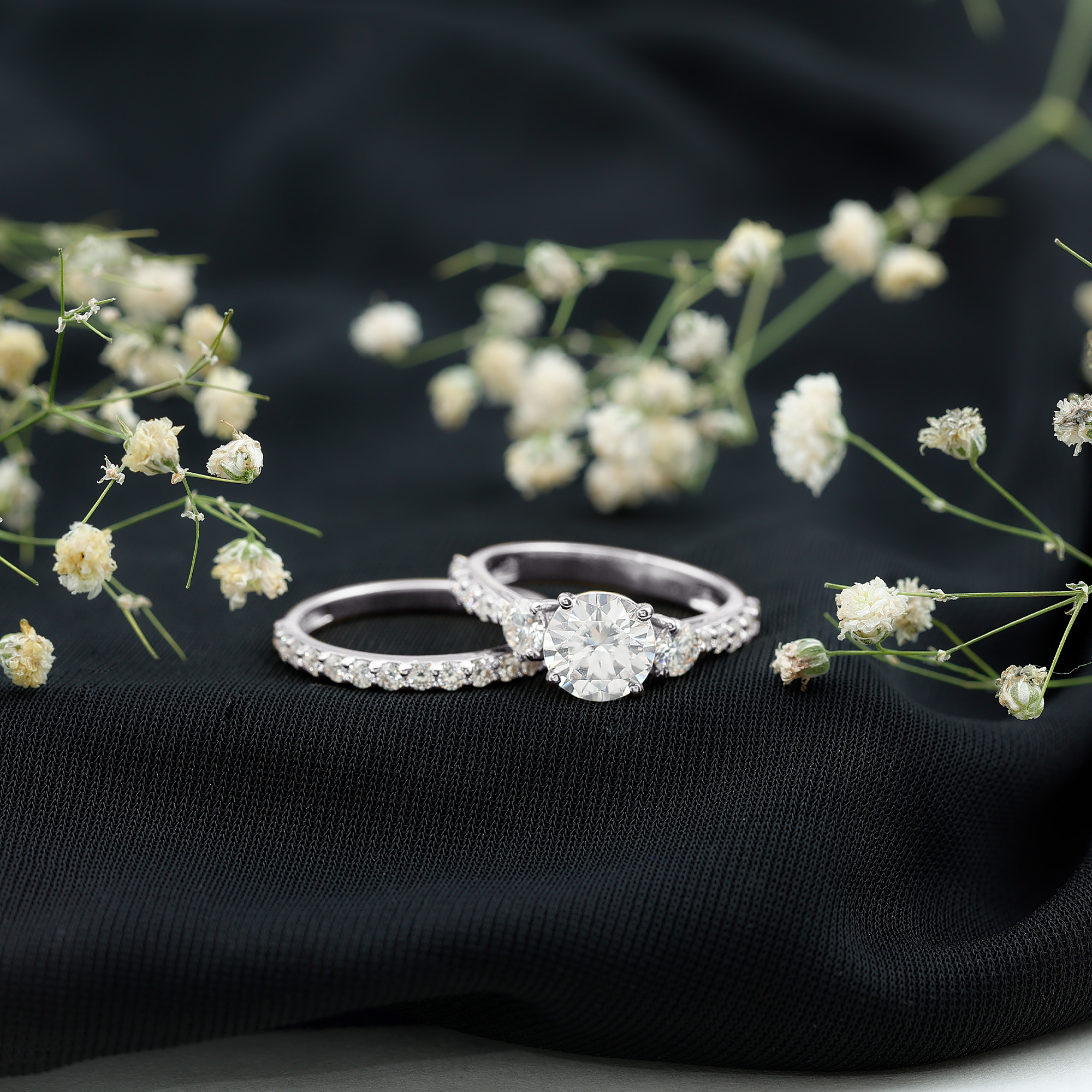 thumbnail video image 2 of Rosec Jewels Certified Moissanite Wedding Engagement Ring Set for Women, 925 Sterling Silver, US 4.00, 2 of 8