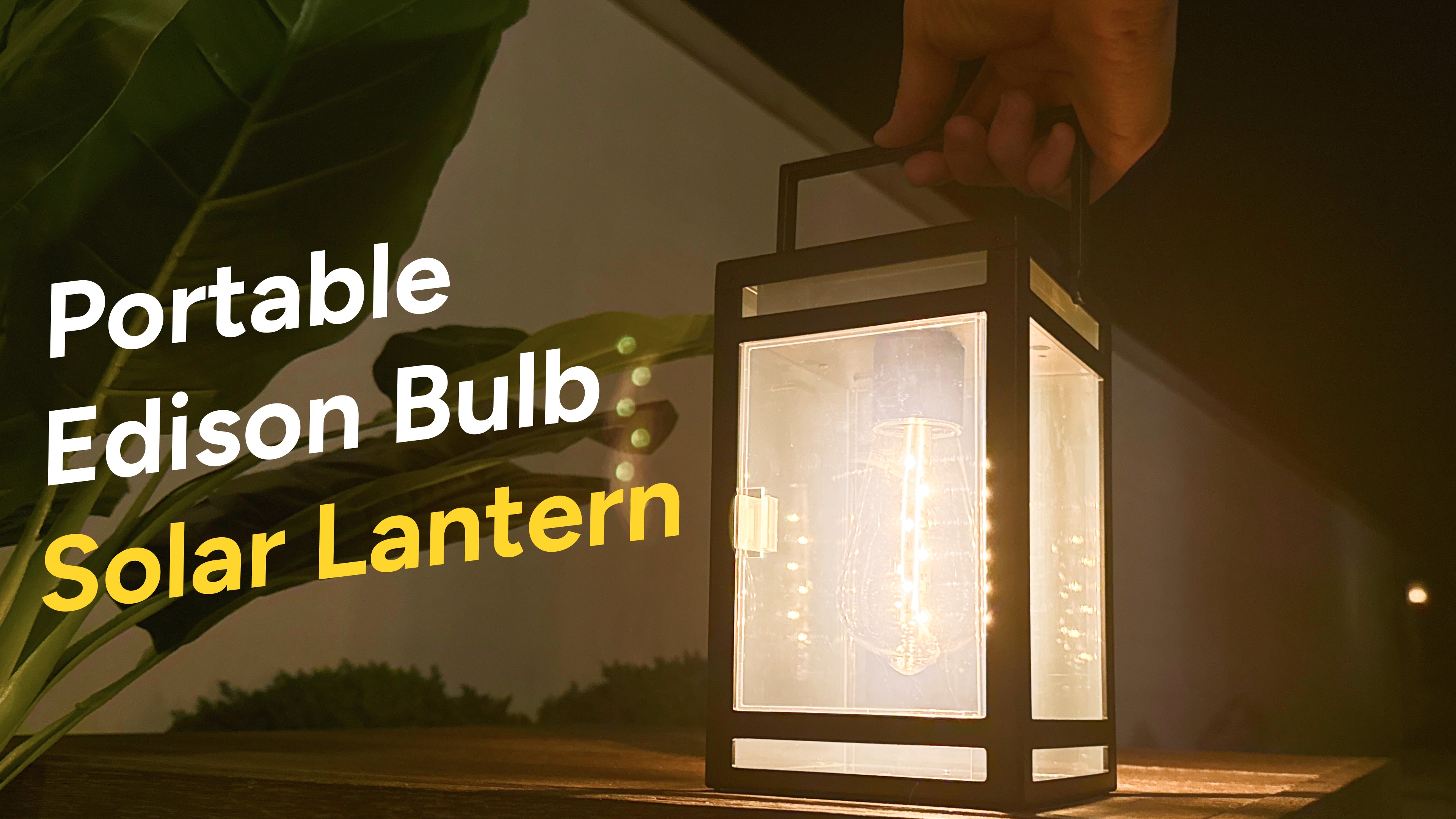 thumbnail video image 2 of TECHKO LED Portable Black Solar Outdoor Hanging Lantern Amber or White Light, 2 of 11
