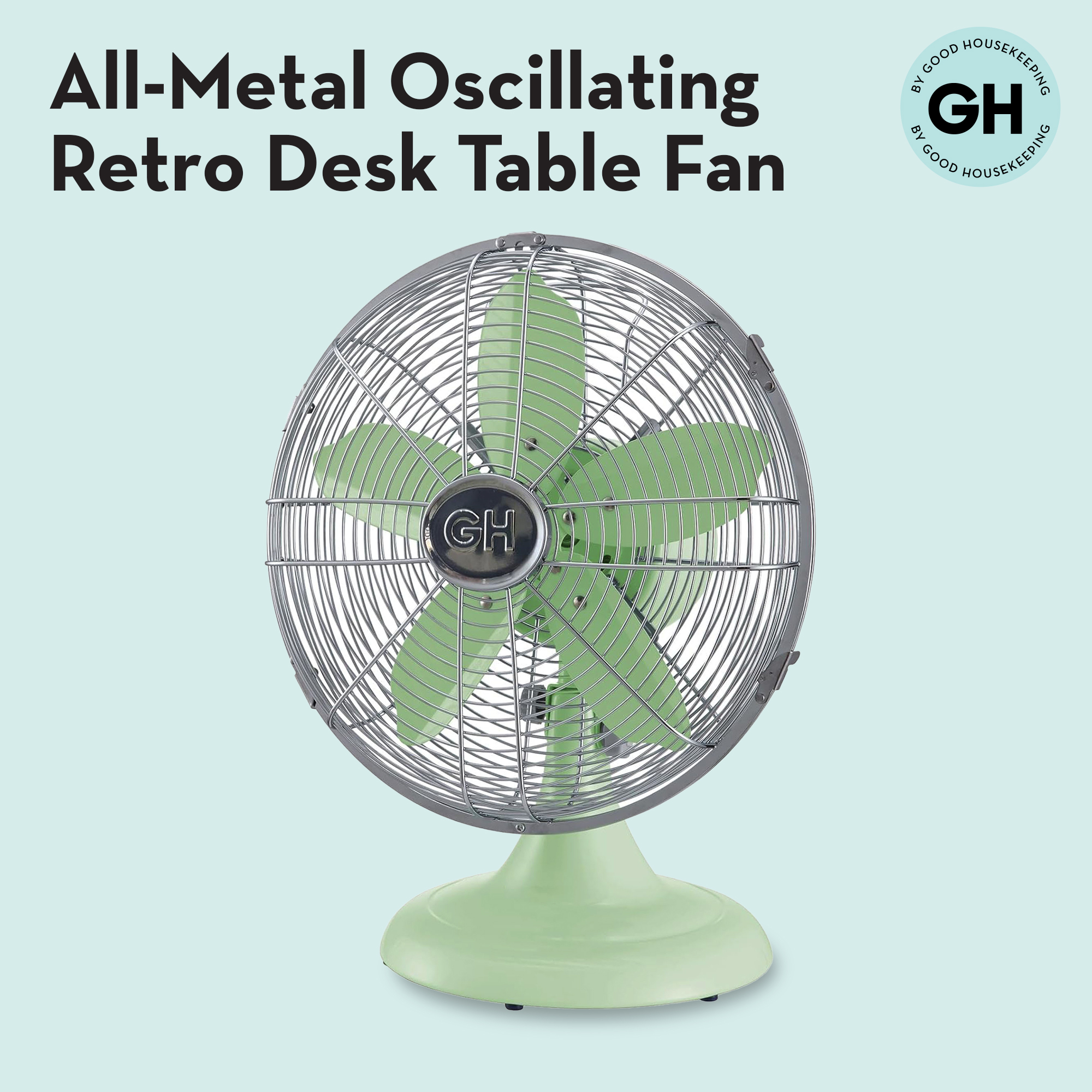 thumbnail video image 2 of 12 in. All-Metal Table Fan in Mint Green, 2 of 6