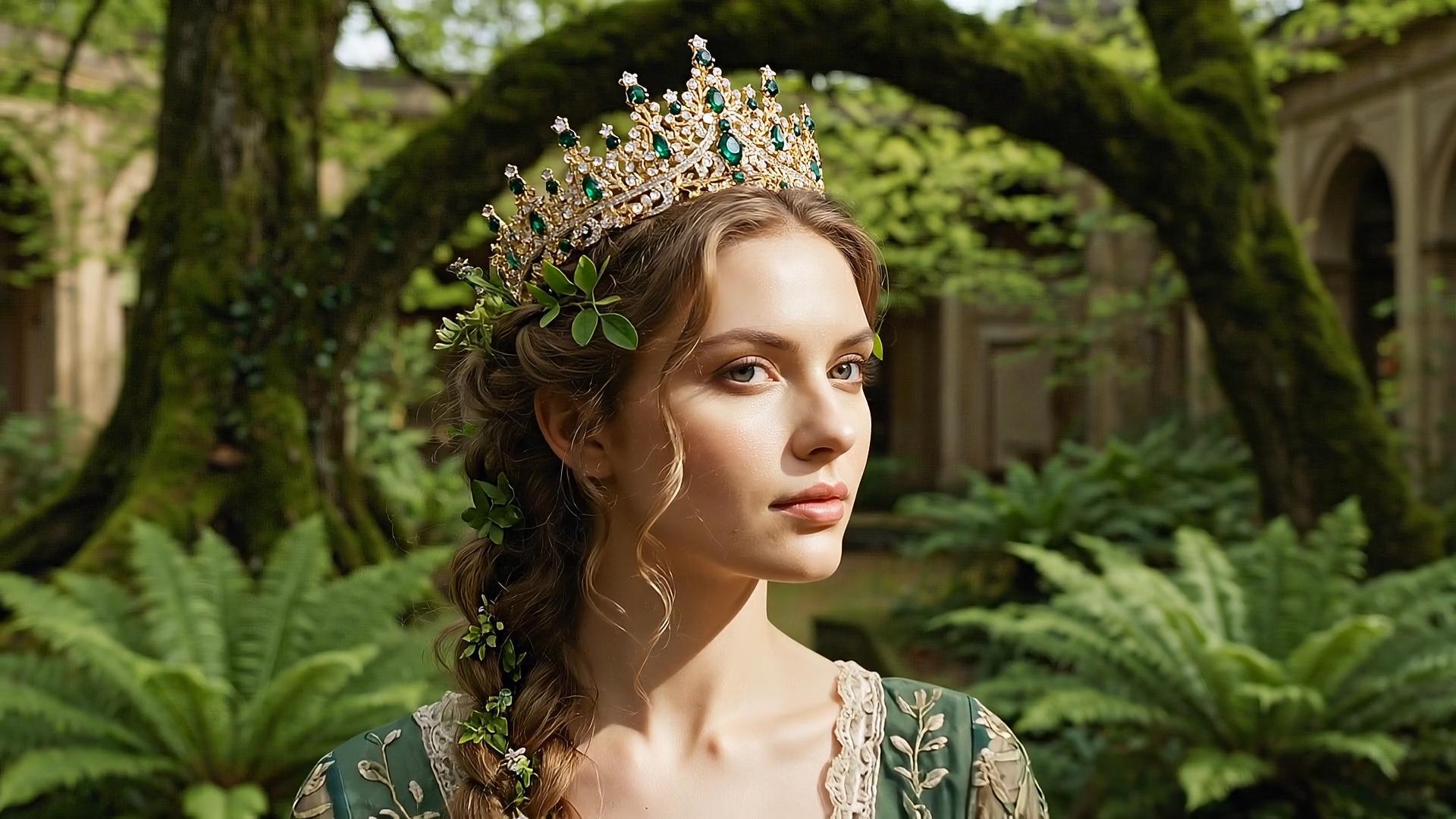 thumbnail video image 2 of Miallo Vintage Emerald Green Crystal Tiara for Women, Baroque Silver Rhinestone Queen Crown, Forest Theme Wedding Bridal Headpiece, 2 of 7