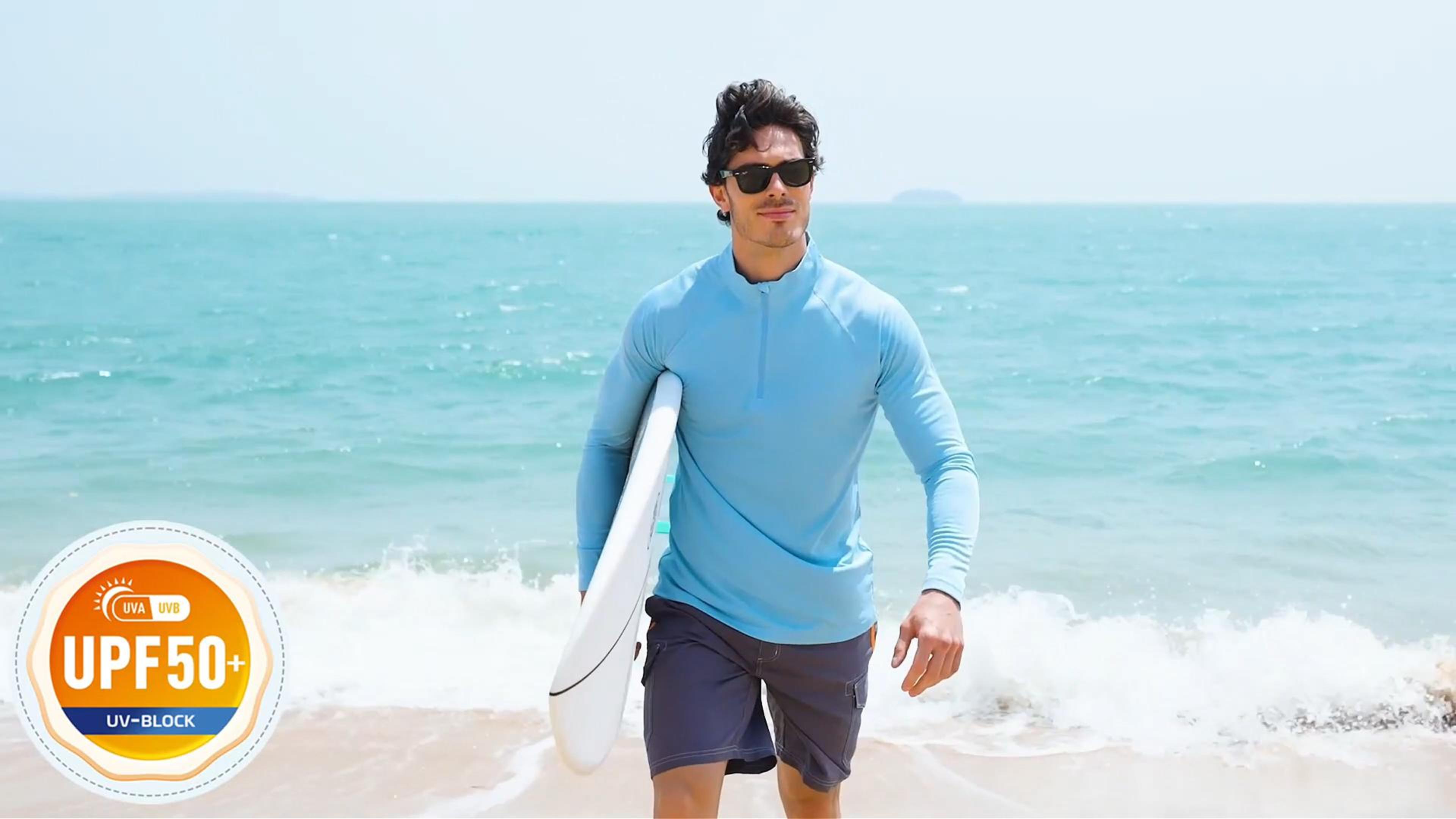 thumbnail video image 2 of TACVASEN Men's UPF 50+ Sun Shirts 1/4 Zip Up Fishing Running T-Shirts Lightweight Quick Dry Outdoor Athletic Long Sleeve Tops, Dark Gray, M, 2 of 8
