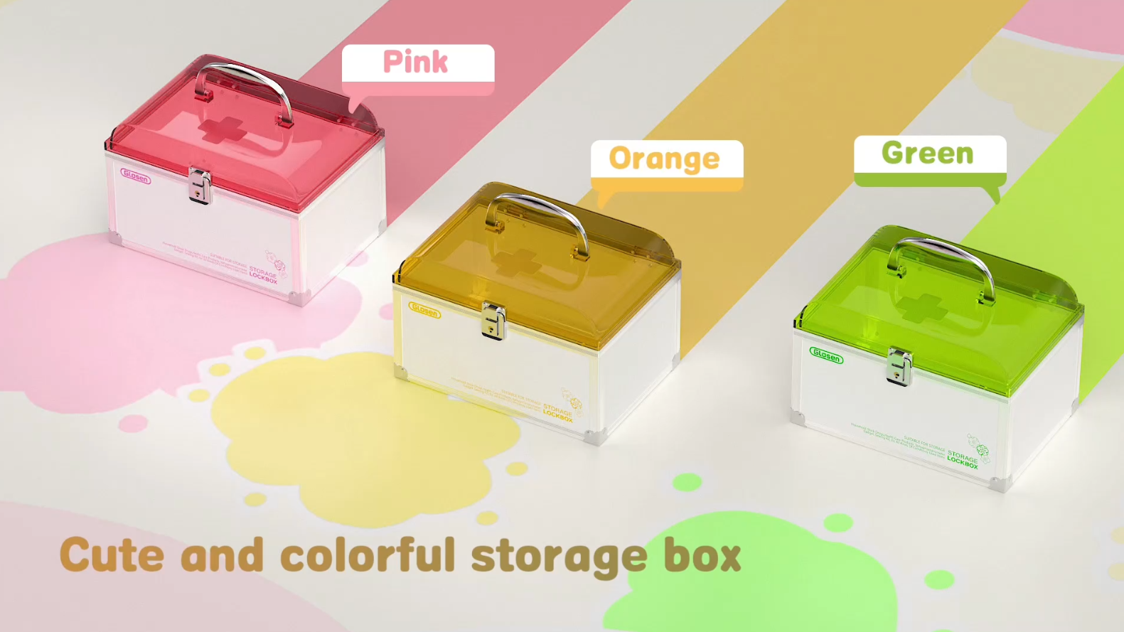 thumbnail video image 2 of Glosen Aluminum Alloy Medicine Lock Box with Key, 8.46 * 5.87 * 5.51 Inches, Green Portable Child Safety Lock, 2 of 8