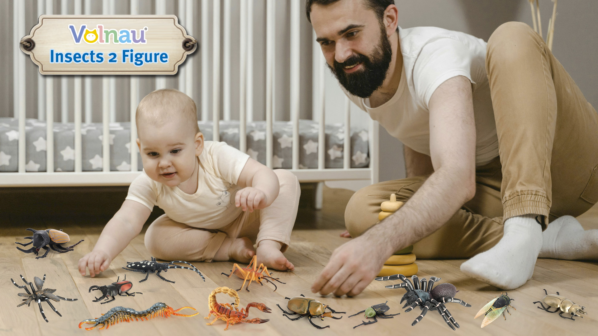 thumbnail video image 2 of Volnau Insect Toys Figurines 13PCS Bug Toys Figure Pack Decorations Educational Cicada Bee Spider, 2 of 10