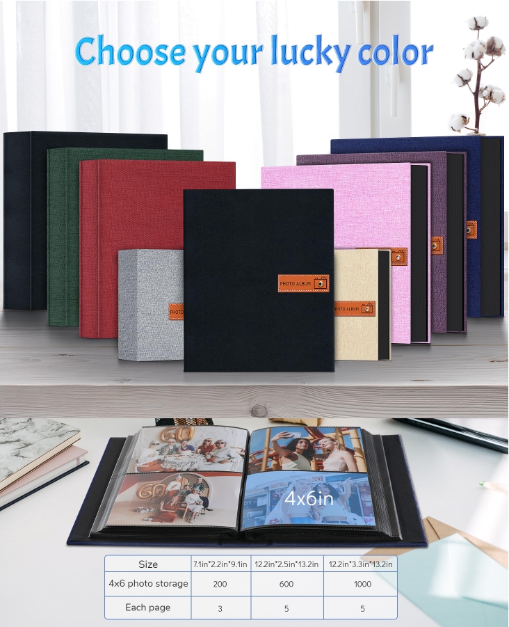 thumbnail video image 2 of FGCFGC Photo Album 4x6 200 Pockets Photo with Label, Linen Hardcover Photo Albums for Wedding Gifts Baby Memory Travel Anniversary Brithday School, 2 of 7