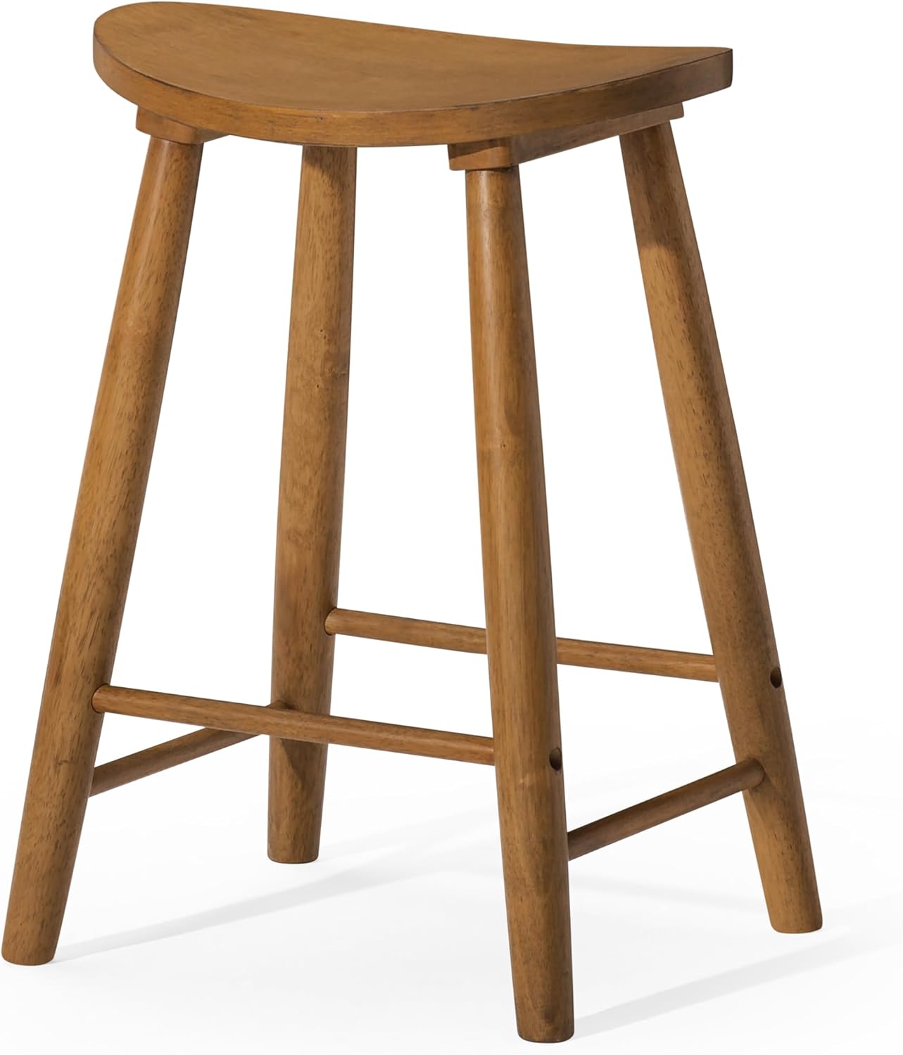 thumbnail video image 2 of Maven Lane 26" Luna Counter Stool with Rustic Natural Wood Finish - Artisan Crafted Backless Counter Height Stool, Oval Saddle Seat for Unmatched Comfort - Adds Warmth & Style to Kitchen, Dining Area, 2 of 11