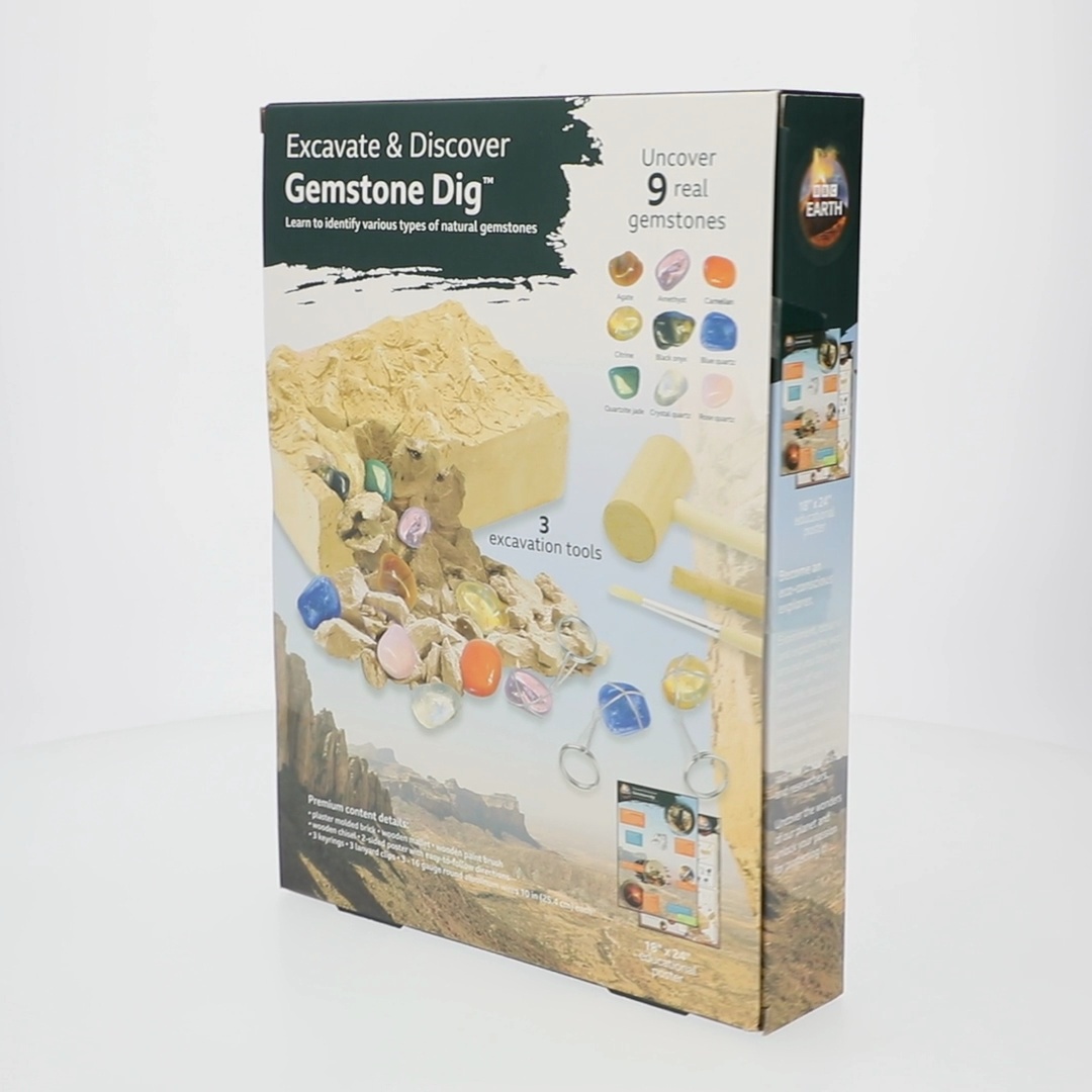 BBC Earth, Gemstone Dig Kit, Ages 6+, Kids STEM Geology Excavation