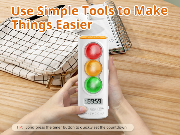 thumbnail video image 2 of Traffic Light Visual Audio Digital Timer LCD Display Volume Adjustment 4 Ringtones Timers Pause Memory Function Charger Type C Cable Included, 2 of 7