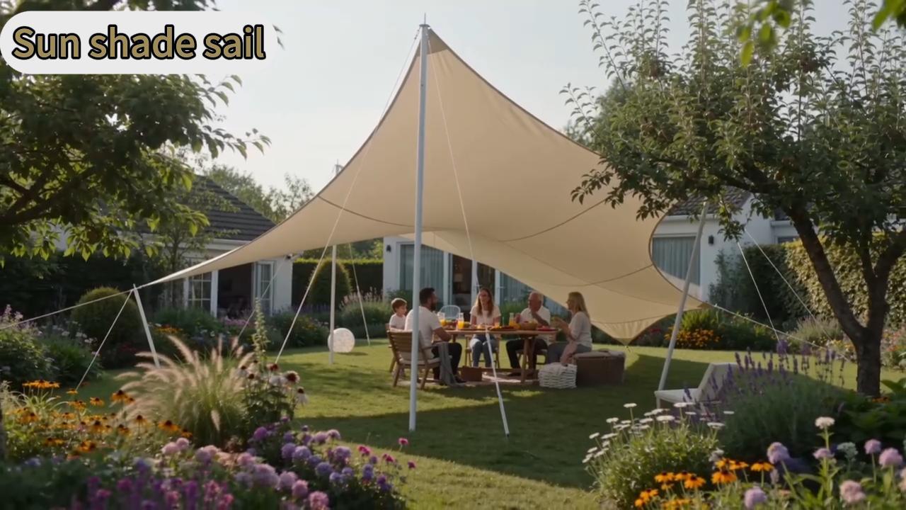 thumbnail video image 2 of 16' x 16' x 16' Triangle Waterproof Sun Shade Sail Outdoor Canopy Cover UV Block for Backyard Porch Pergola Deck Garden Patio with Free Rope, 2 of 10